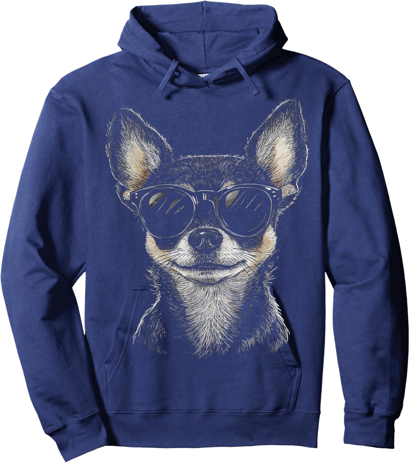 Chihuahua Dog Motif Pet Art Sunglasses Chihuahua Hoodie - Hoodie | Navy