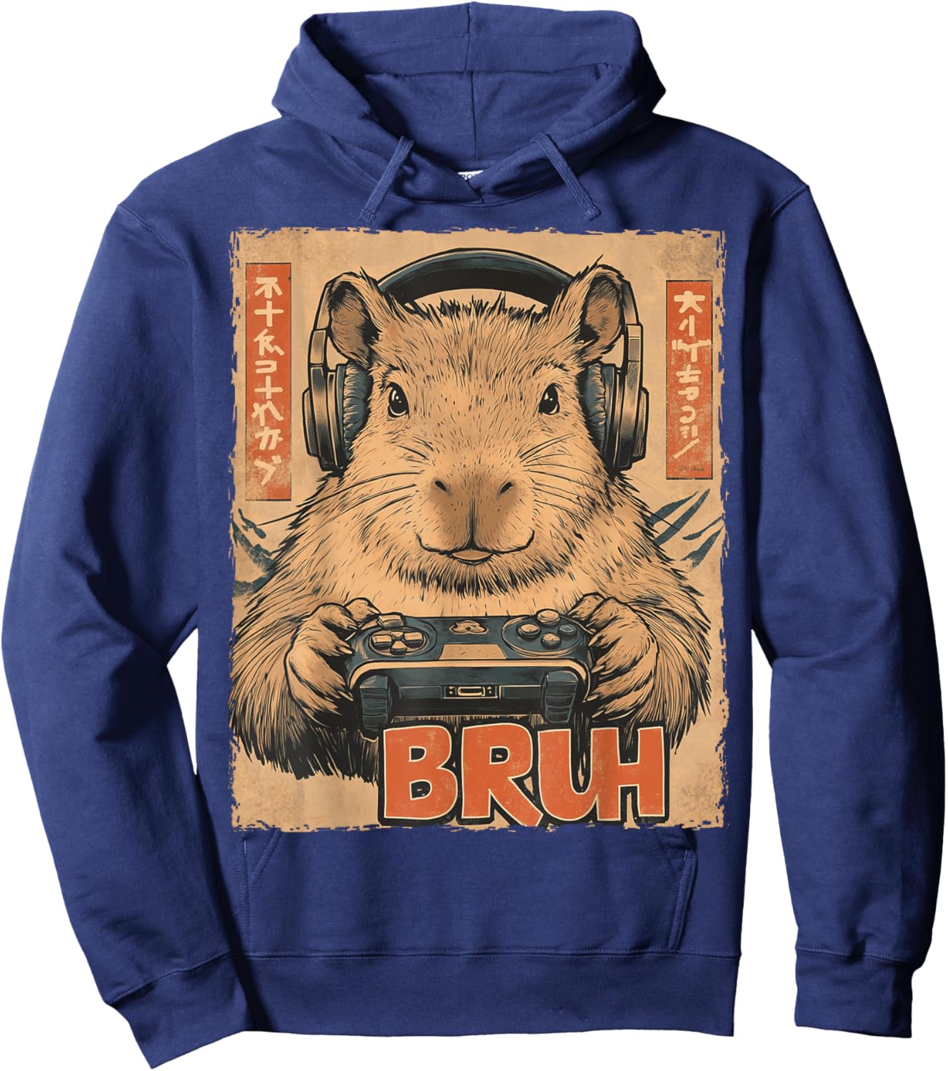 Funny Capybara Bruh Video Games Japanese Anime Manga Kawaii Hoodie - Hoodie | Navy
