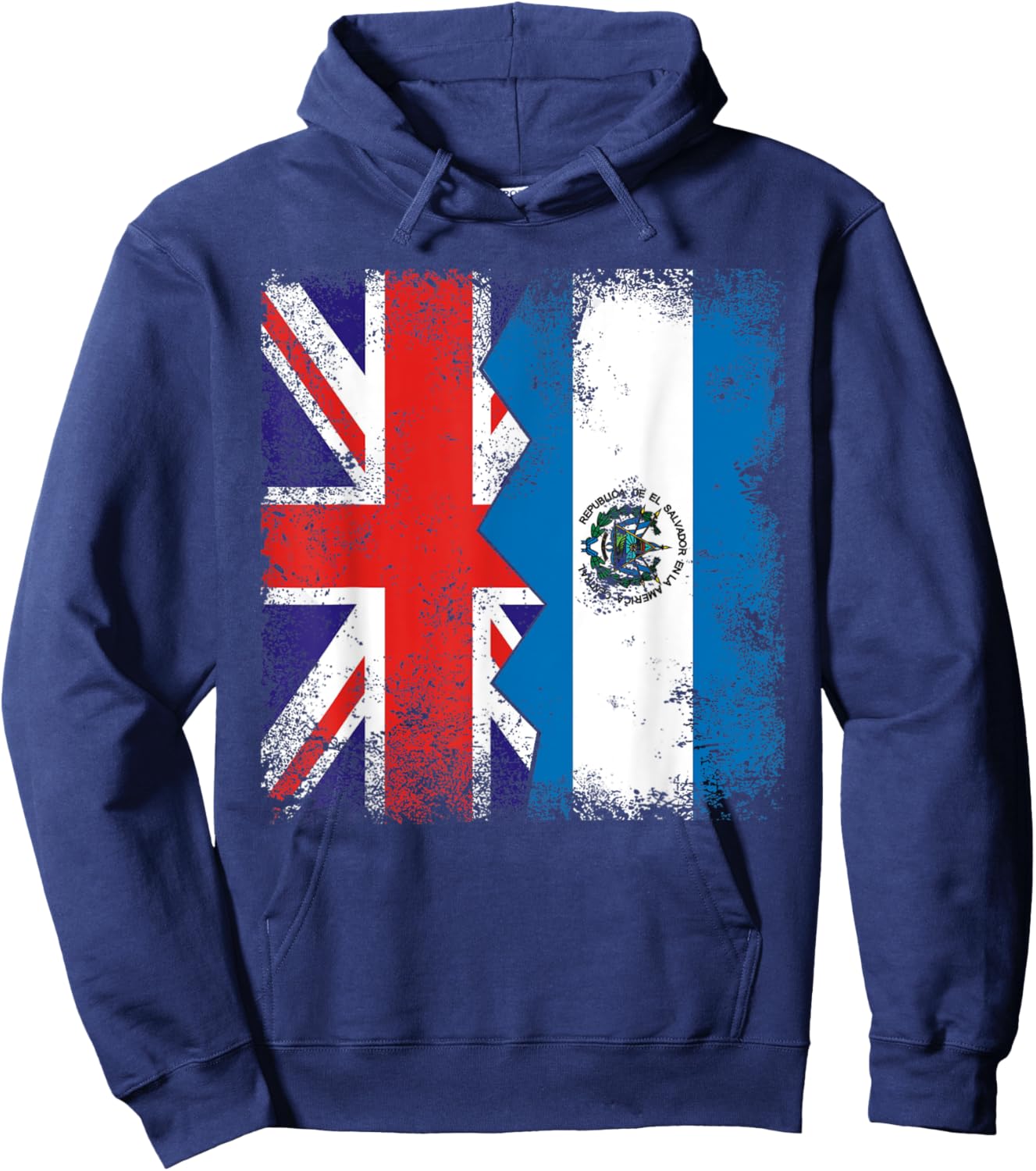 Salvadorian Roots | Half British Flags | UK El Salvador Hoodie - Hoodie | Navy