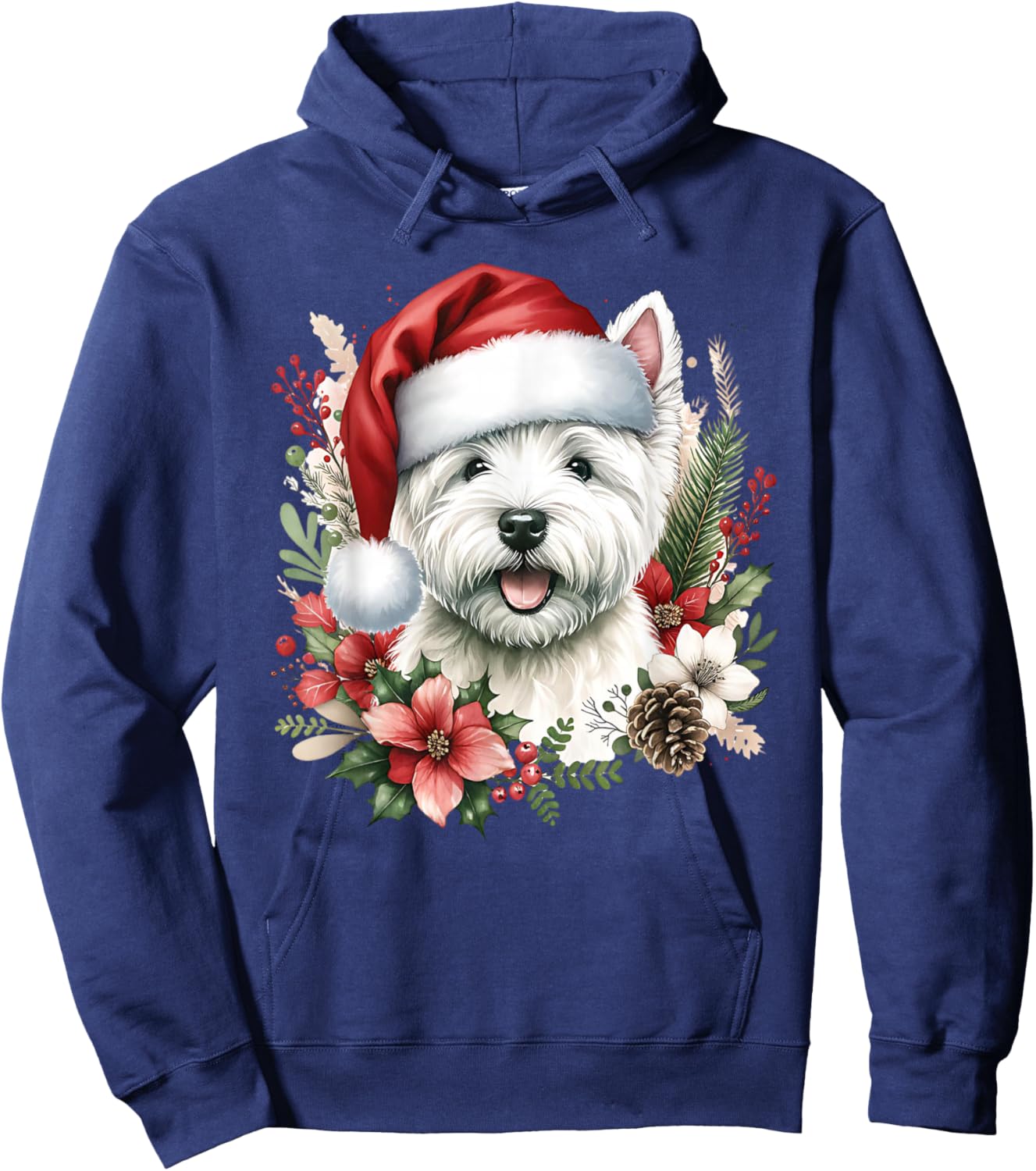 Christmas Westie West Highland Terrier Dog White Watercolor Hoodie - Hoodie | Navy