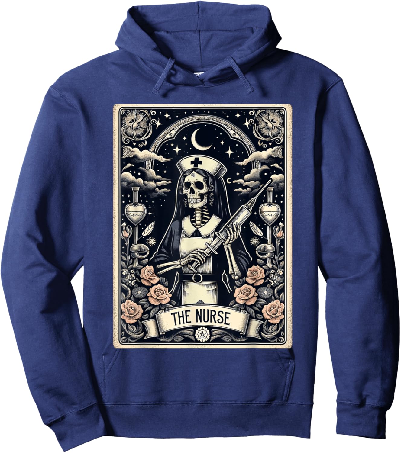 The Nurse Skeleton Tarot Card Funny Halloween Nurse Hoodie - Hoodie | Navy