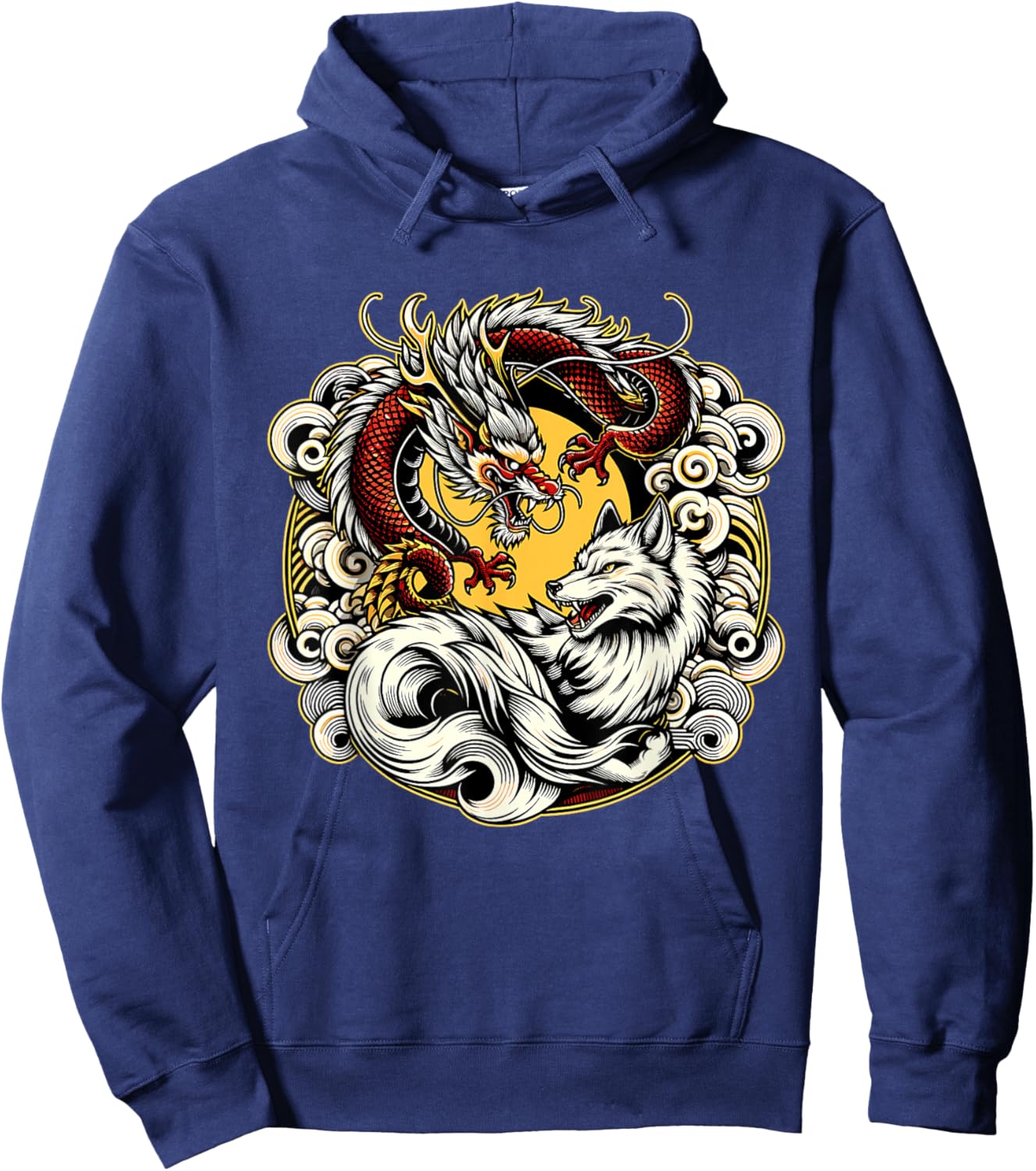 Japanese Dragon Nine-tailed Fox Kitsune Hoodie - Hoodie | Navy