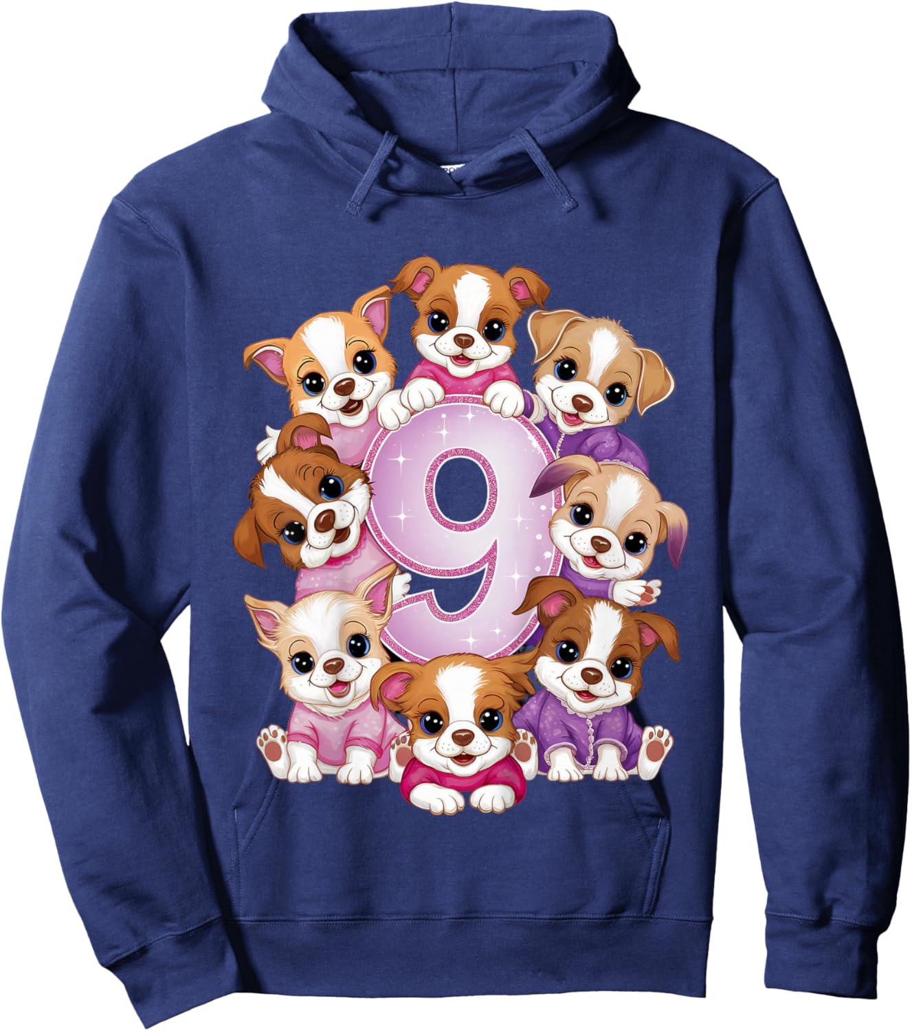 9th Birthday Dog Birthday Shirt for Girls 9 Years Puppy Hoodie - Hoodie | Navy