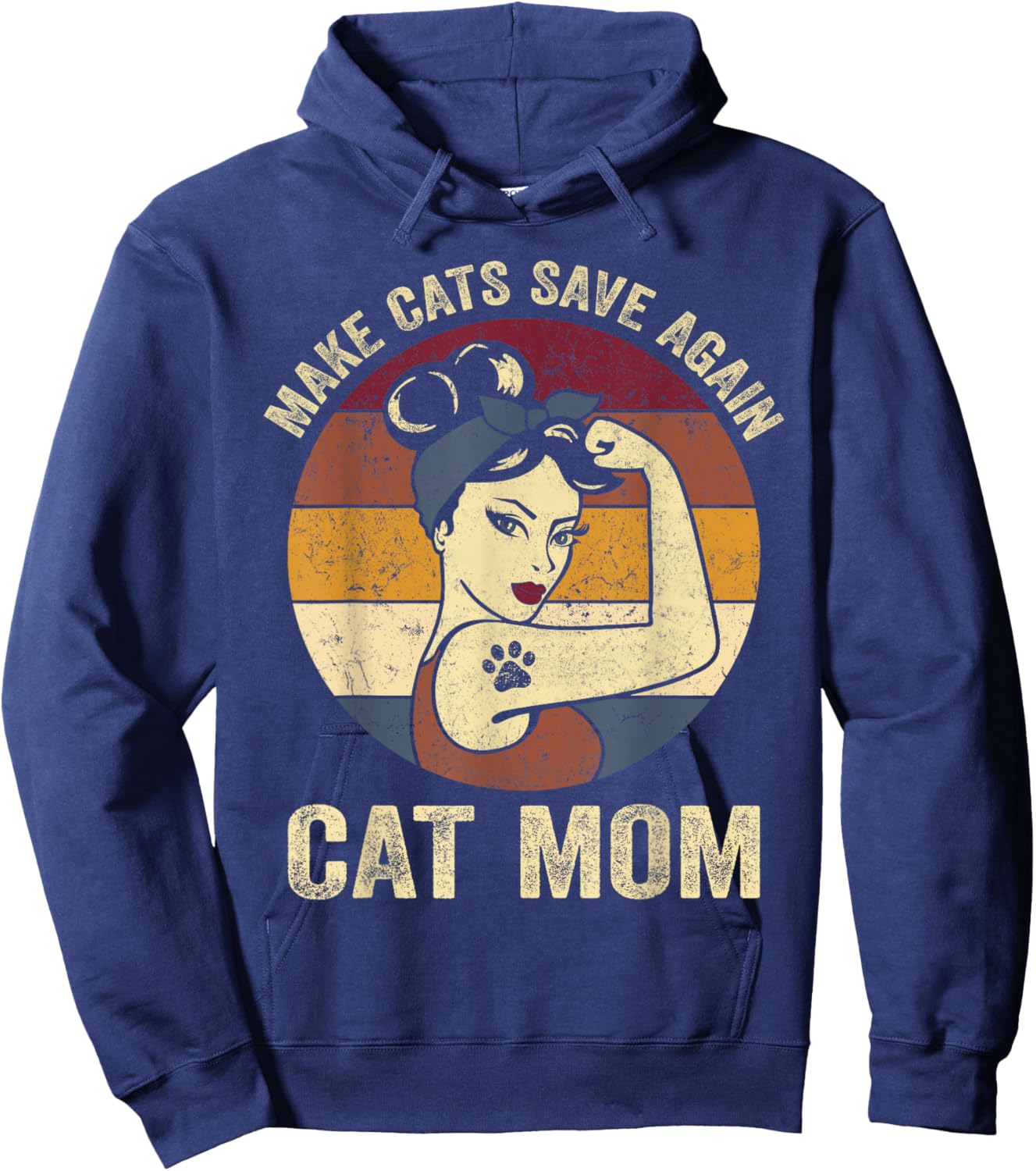Rosie Retro Cat Mom Trump Make Cats Save Again Hoodie - Hoodie | Navy