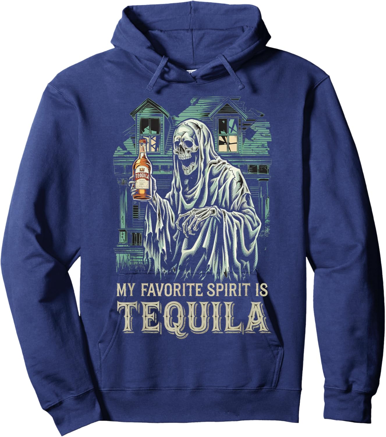 My Favorite Spirit Is Tequila Ghost Halloween Tequila Hoodie - Hoodie | Navy
