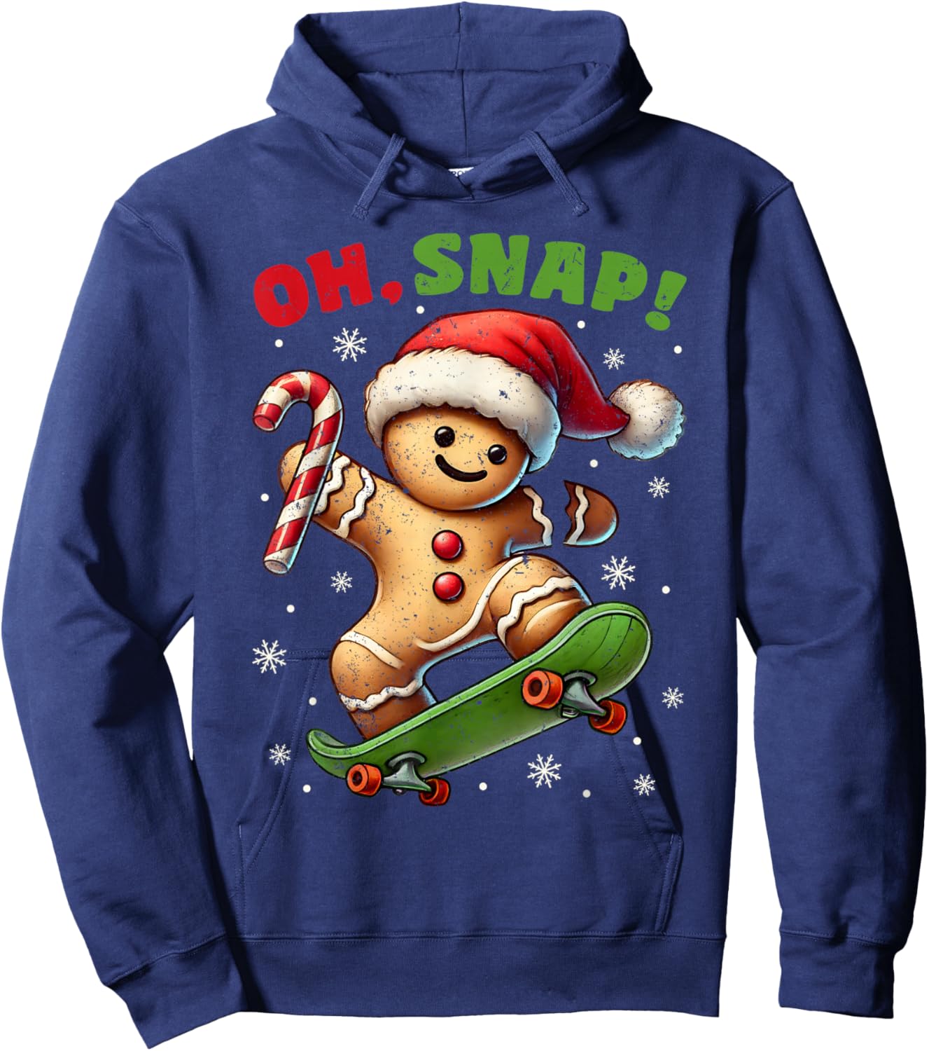 Funny Oh Snap Cookie Gingerbread Ginger Skateboard Christmas Hoodie - Hoodie | Navy