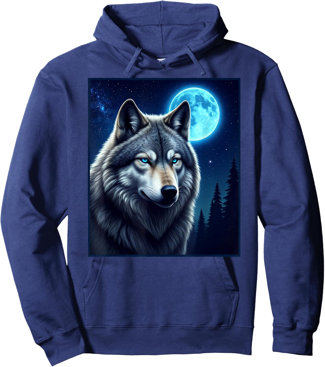 Grey wolf hunting ground icy moon forest t shirt Wolf moon Hoodie - Hoodie | Navy