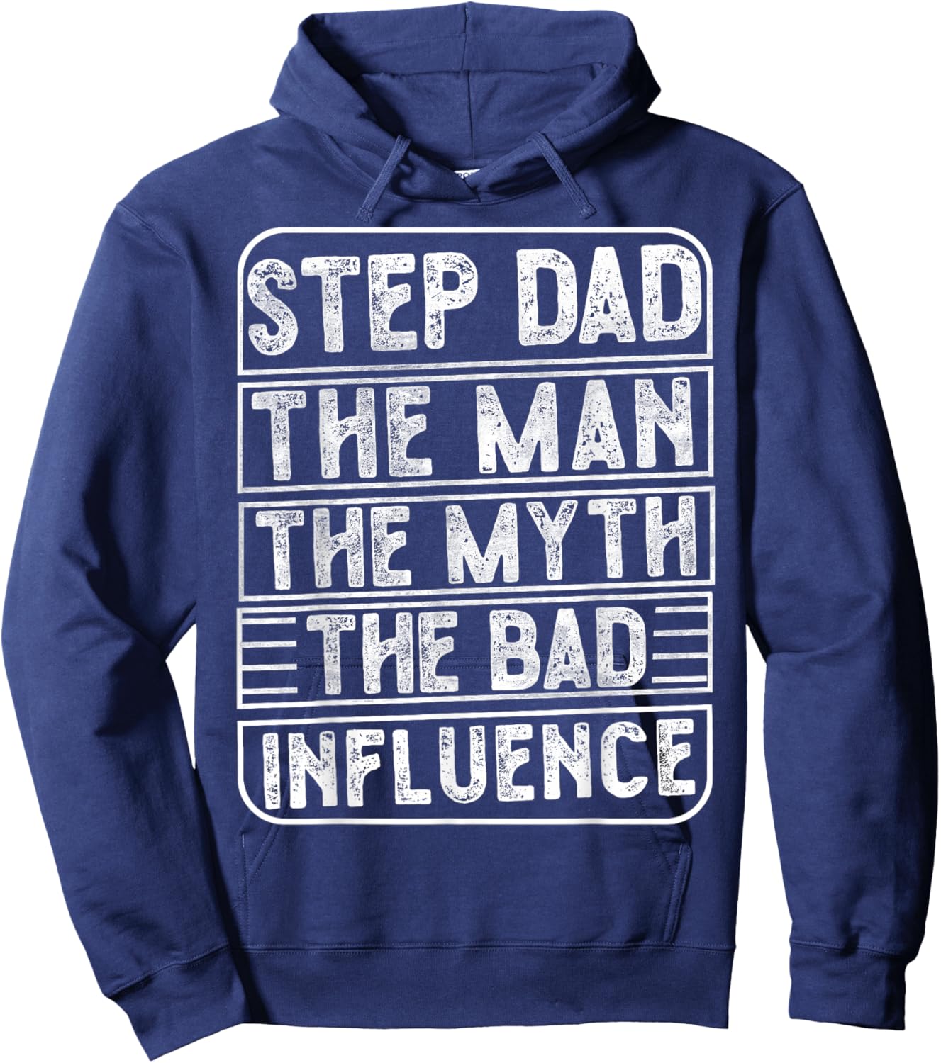 Vintage Step Dad The Man The Myth The Bad Influence Retro Hoodie - Hoodie | Navy