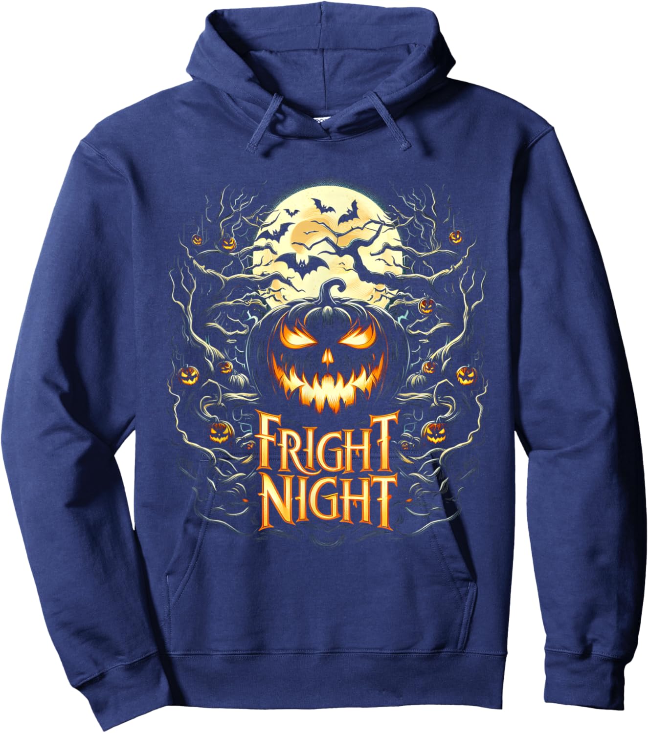 Halloween Pumpkin Jack O Lantern Face Fright Night Hoodie - Hoodie | Navy