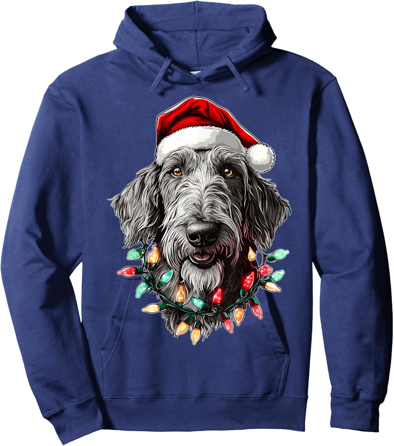 Irish Wolfhound Dog Christmas Hat Xmas Women Kids Hoodie - Hoodie | Navy