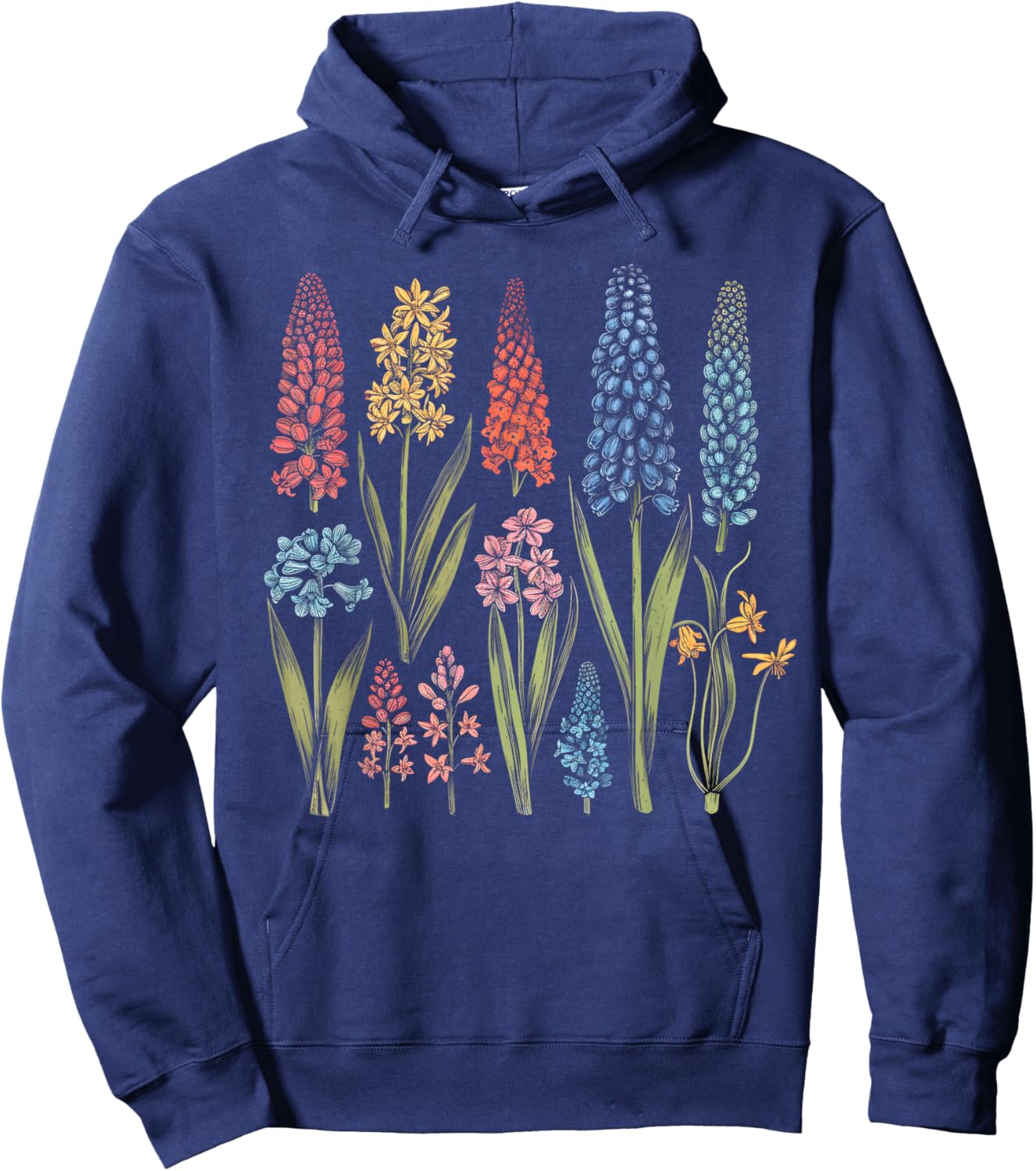 Vintage Botanical Hyacinth Flower Girl Cute Floral Plant Mom Hoodie - Hoodie | Navy