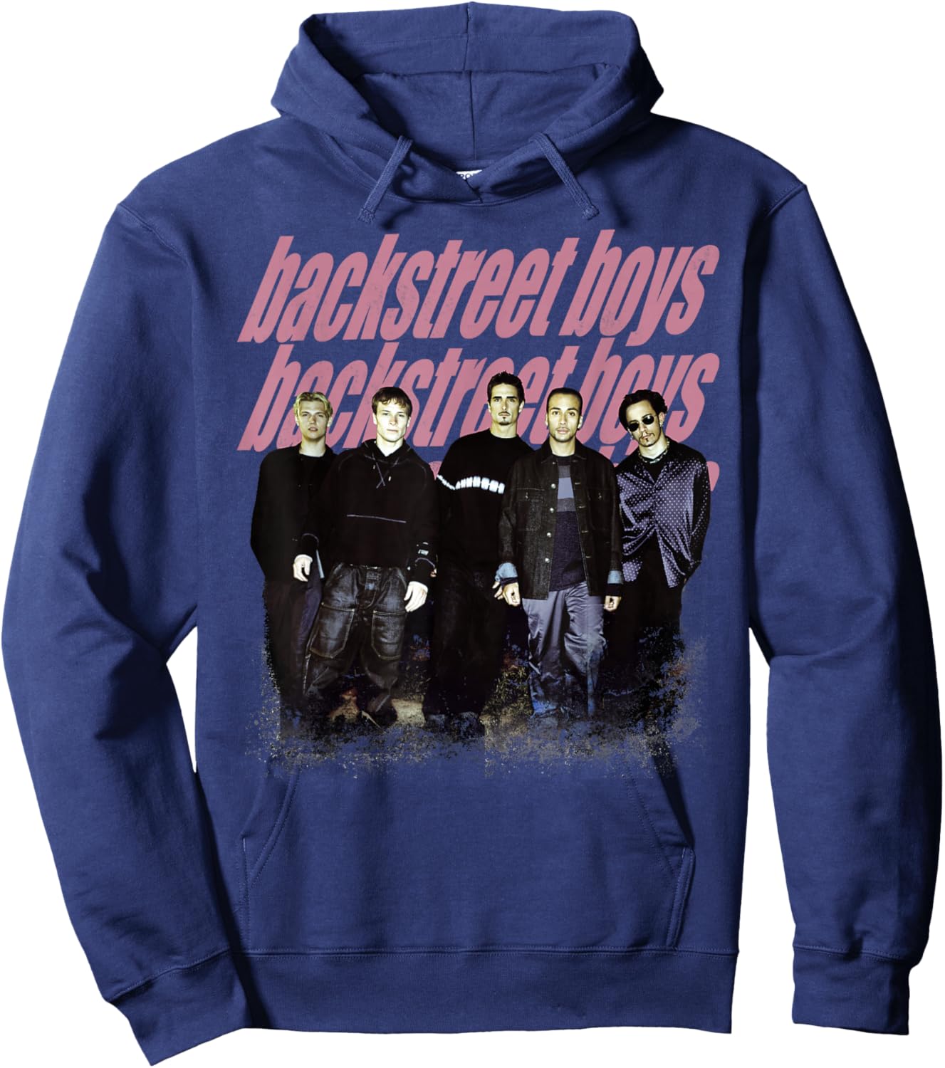 Backstreet Boys – Group Photo Repeat Logo Dark Heather Grey Hoodie - Hoodie | Navy