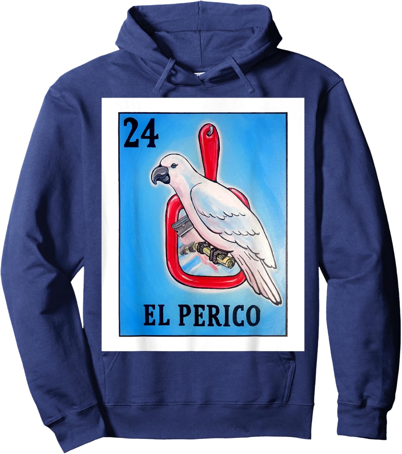 El Perico Card Parakeet Mexican Lottery Card Hoodie - Hoodie | Navy