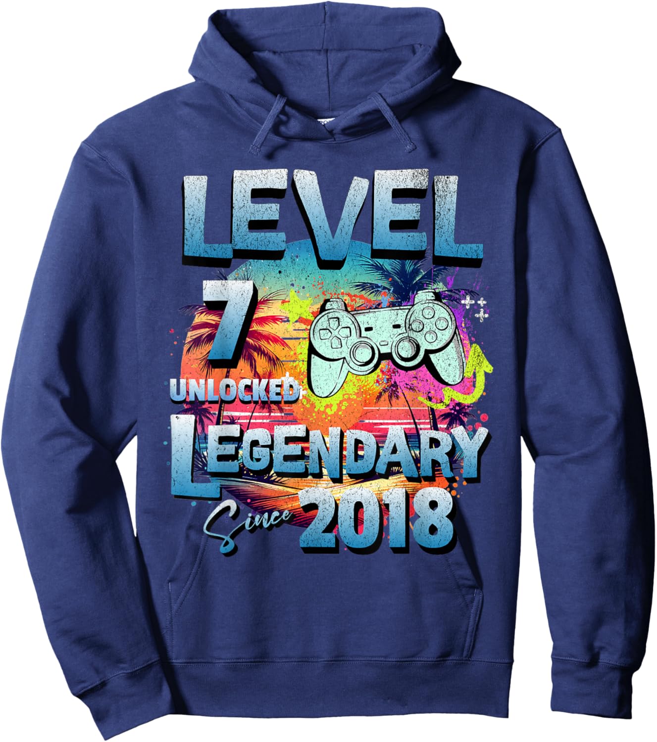 Level 7 years old unlocked since 2018 Legendary birthday Hoodie - Hoodie | Navy