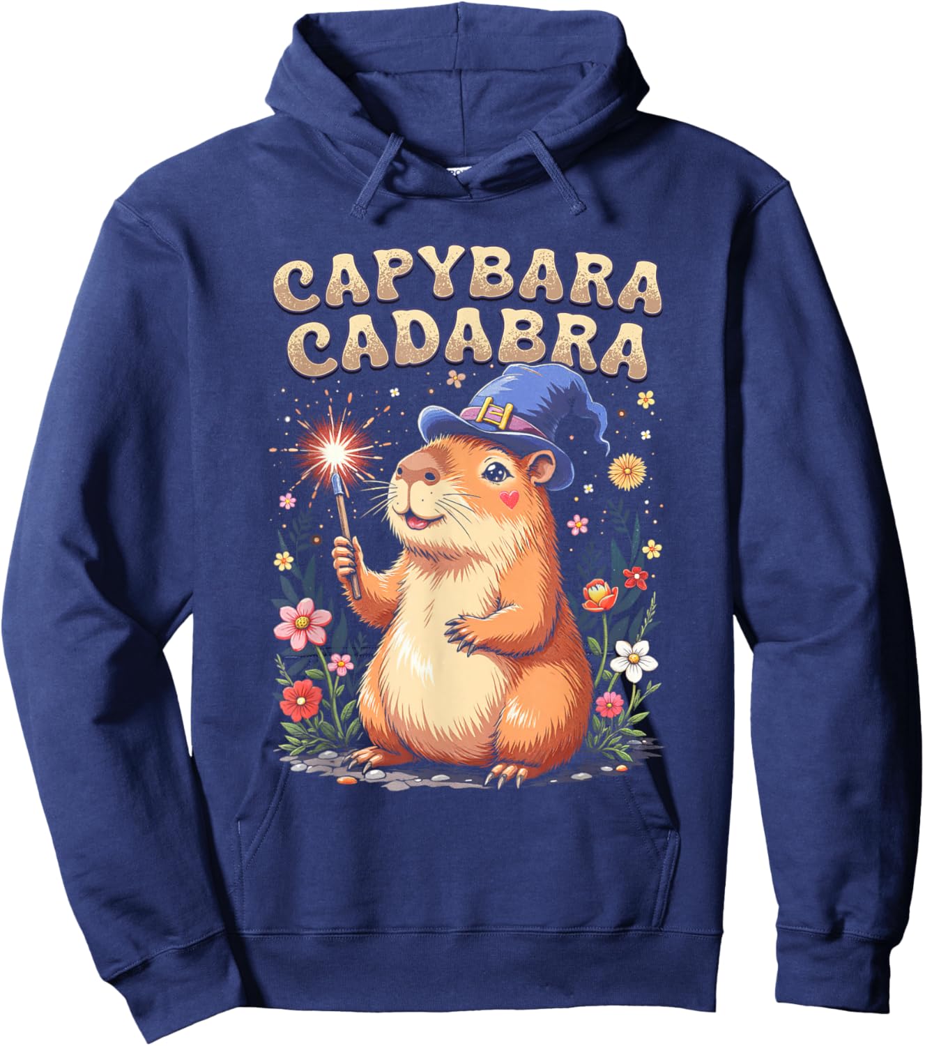 Capybara Cadabra Cute Wizard Capybara Funny Hoodie - Hoodie | Navy
