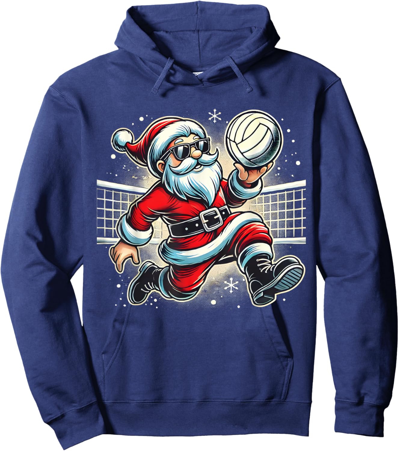 Santa Playing Volleyball Lovers Boys Girls Kids Christmas Hoodie - Hoodie | Navy