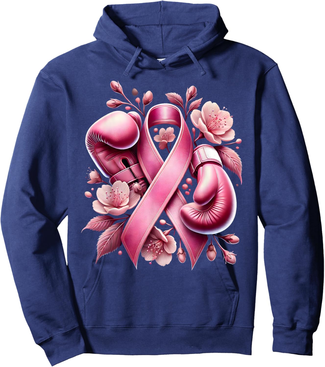 Breast Cancer Warrior Breast Cancer Fighter Pink Ribbon Hoodie - Hoodie | Navy
