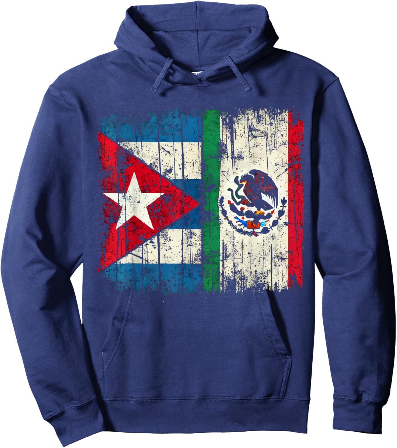 Half Cuban Half Mexican Country Mexico Flag Cuba Hoodie - Hoodie | Navy