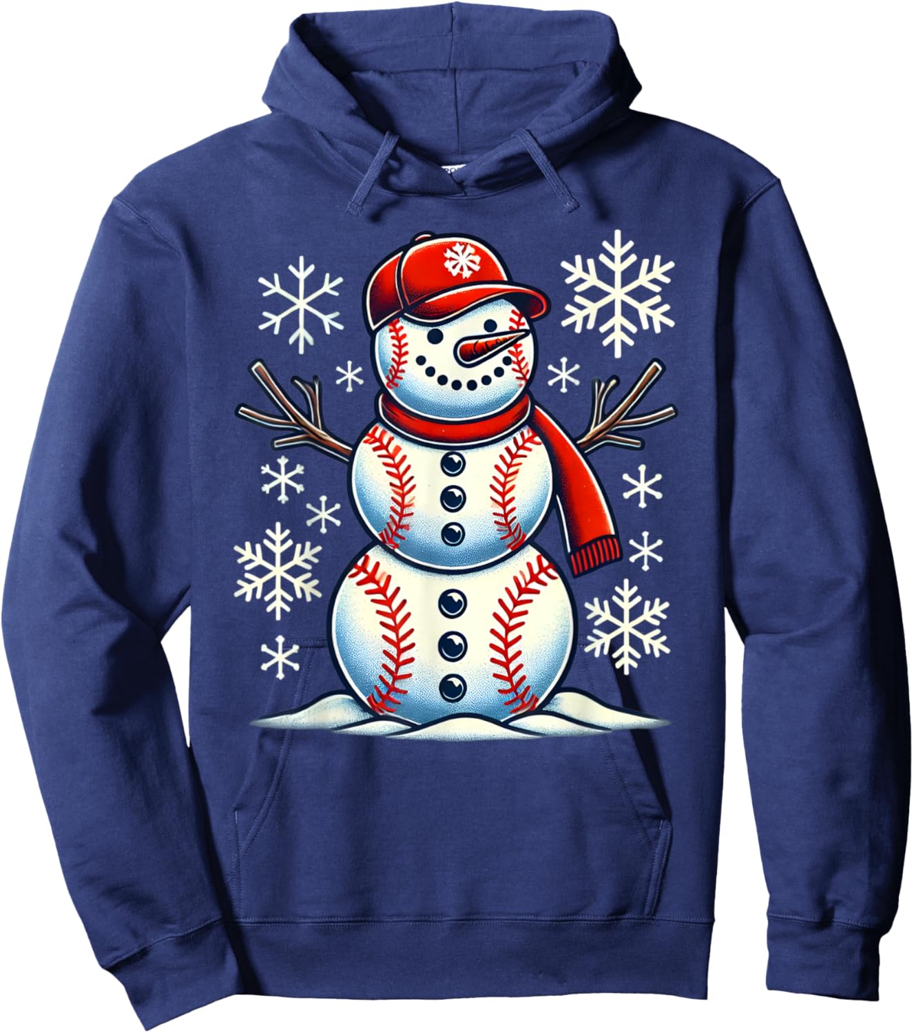 Christmas Baseball Snowman Boys Baseball Christmas Women Men Hoodie - Hoodie | Navy