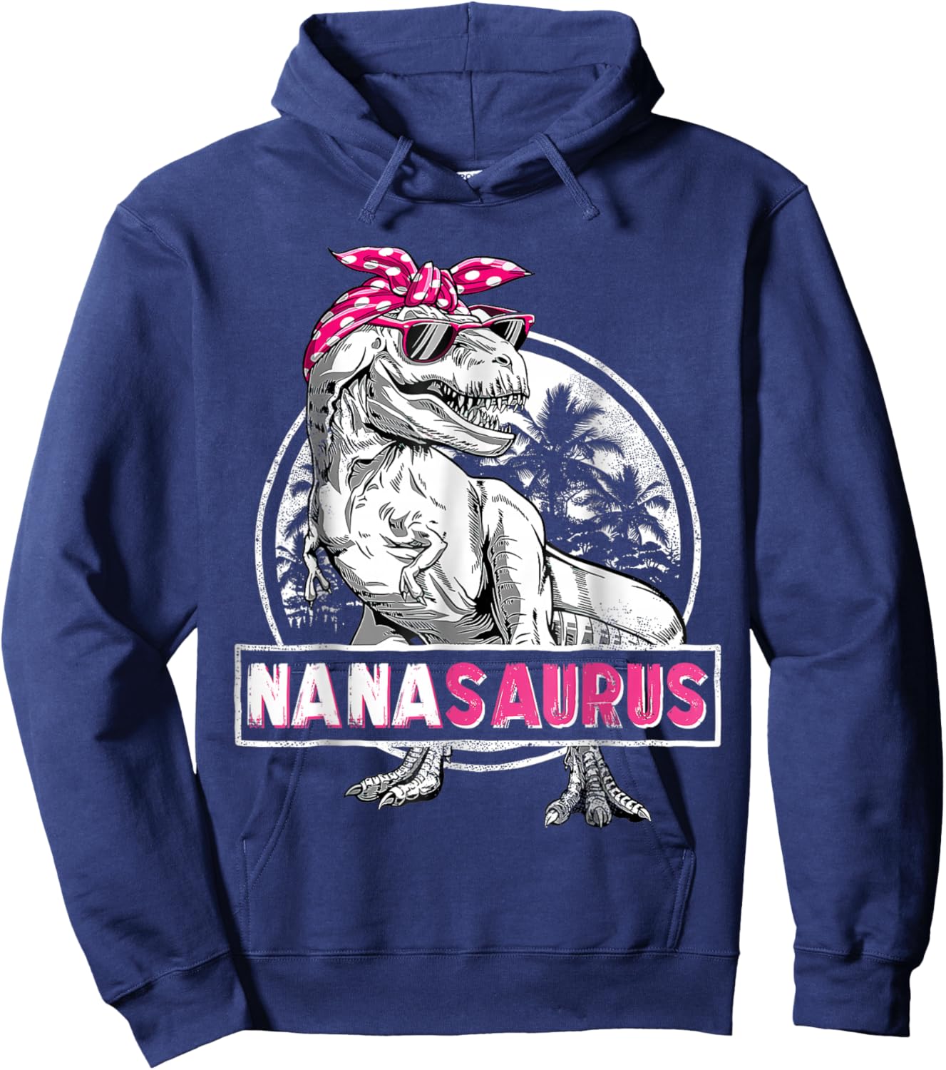 Funny Grandma Saurus Dinosaur Nanasaurus Family Matching Hoodie - Hoodie | Navy