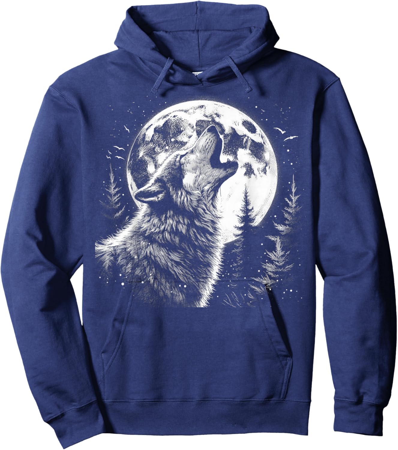 Wolf Howling Moon Forest Nature Wildlife Animal Hoodie - Hoodie | Navy
