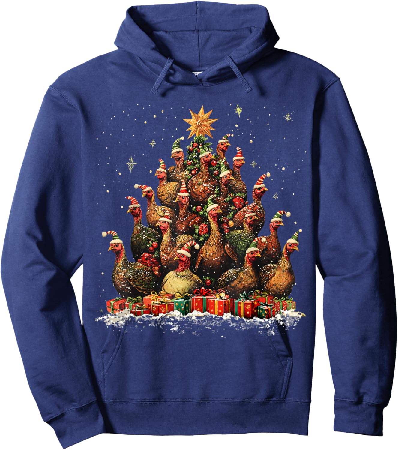 Turkey Christmas Tree Ornament Decor Xmas Hoodie - Hoodie | Navy