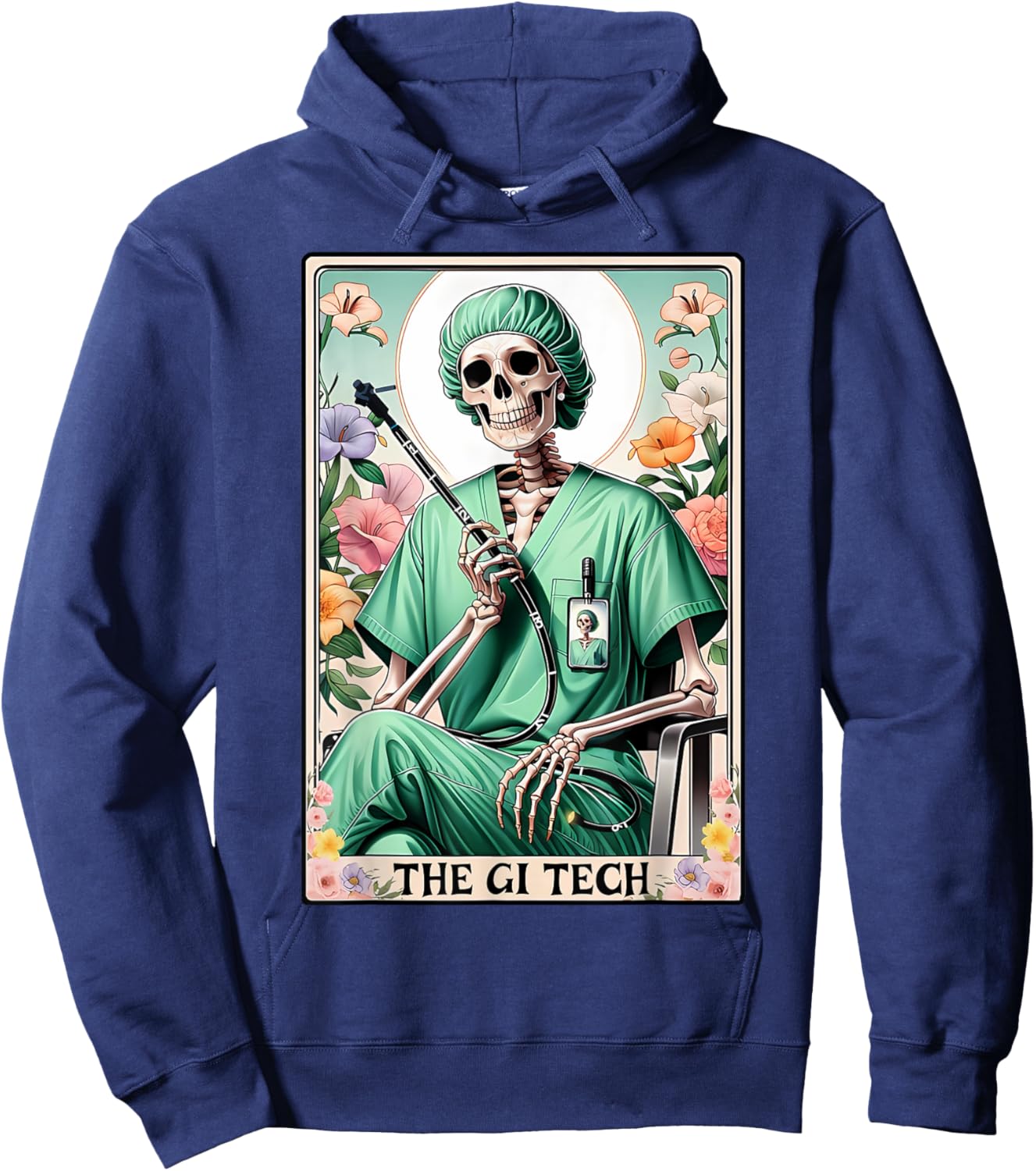 GI Tech Tarot Card Skeleton Gastroenterology GI Crew Endo Hoodie - Hoodie | Navy