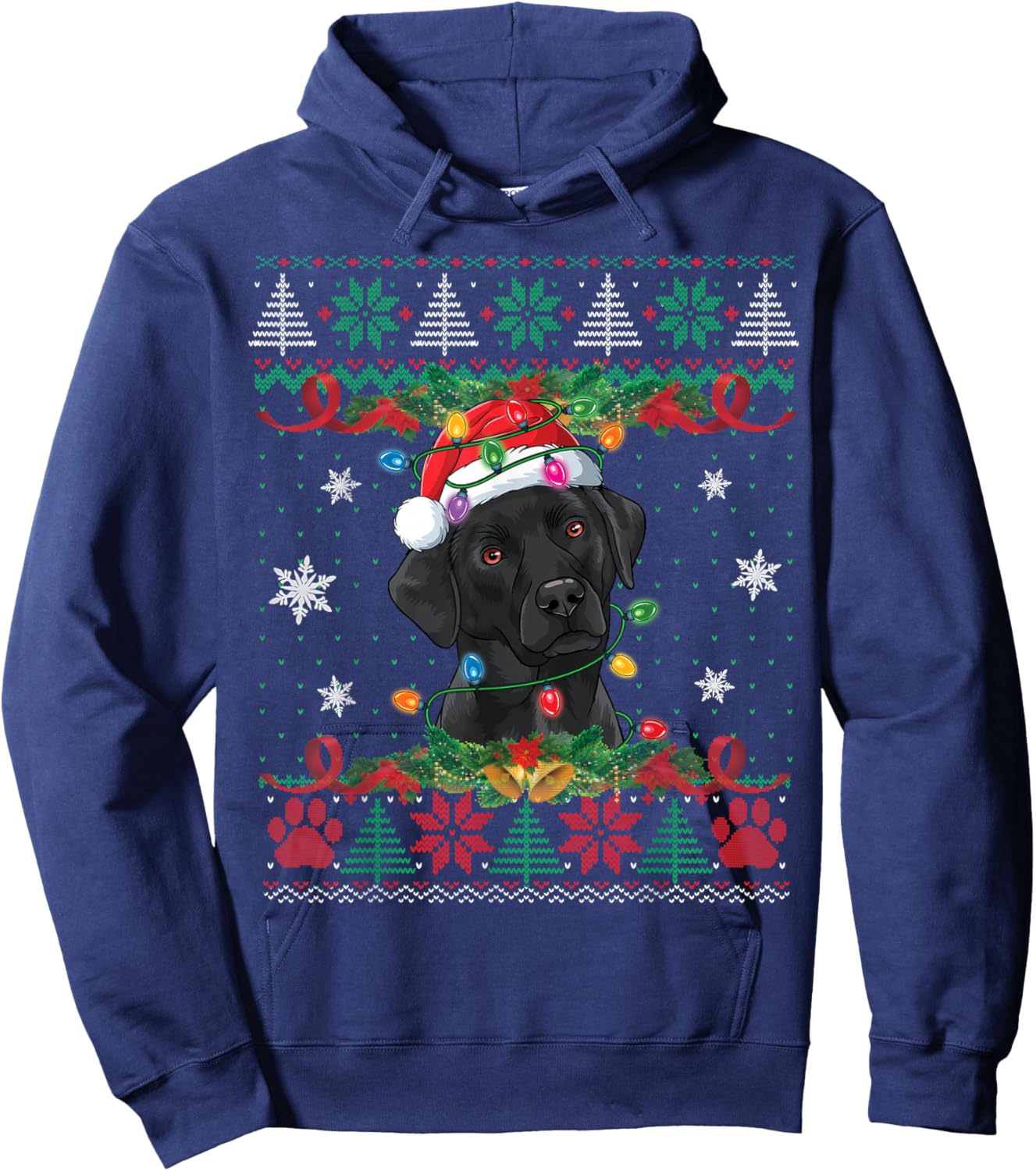 Black Lab Christmas Ugly Sweater Funny Dog Lover Xmas Hoodie - Hoodie | Navy