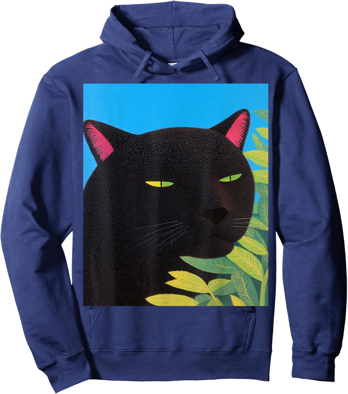 Trendy Fashion Tops Sarcastic Cat Panther Black Graphic Hoodie - Hoodie | Navy