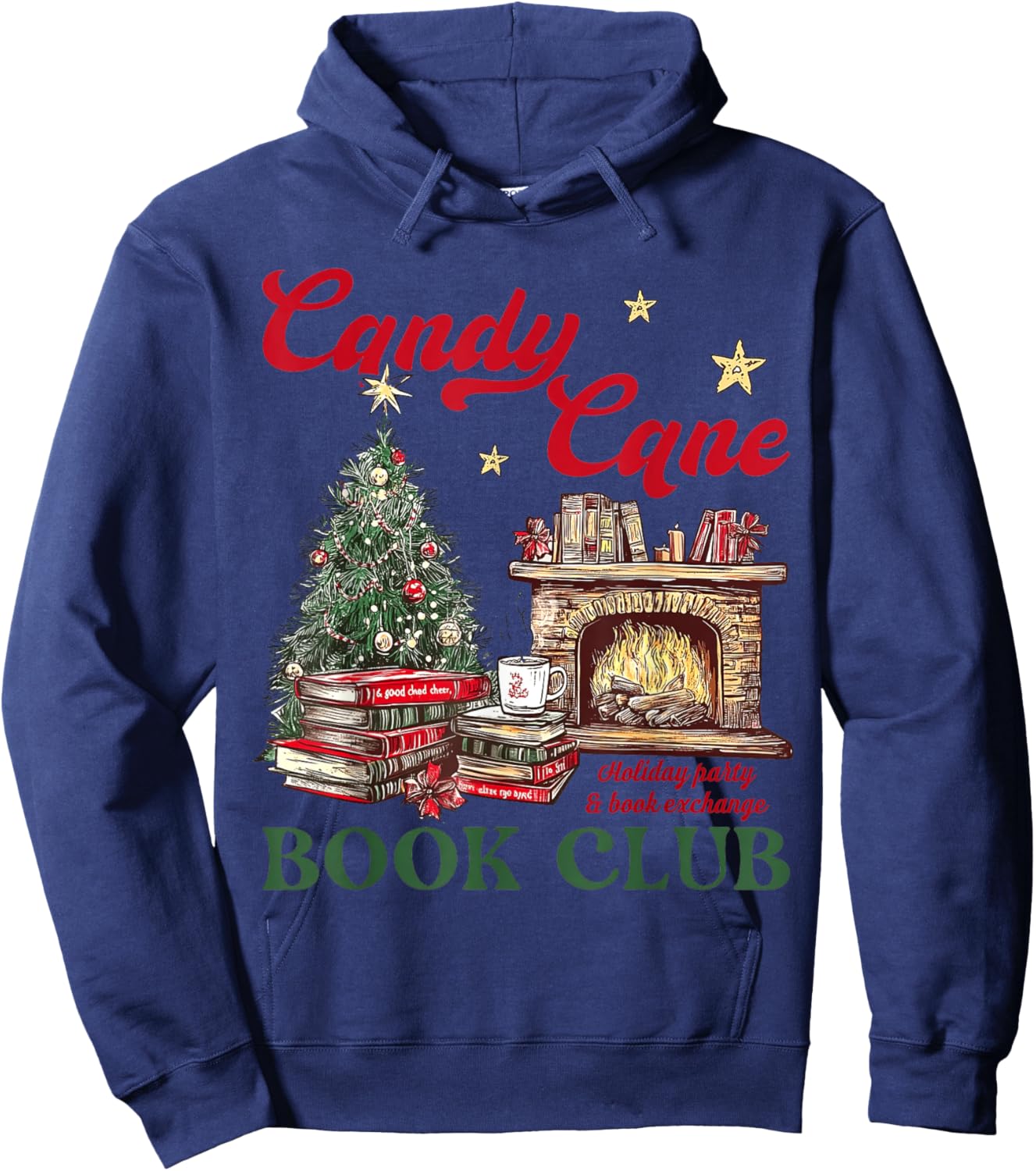 Candy Cane Book Club Holiday Party & Book Exchange Hoodie - Hoodie | Navy