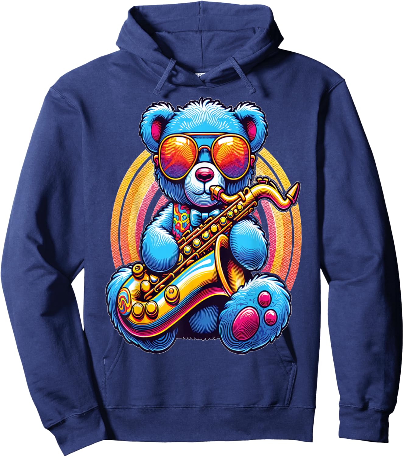 Teddy bear playing Saxophone Cool Saxophonist Hoodie - Hoodie | Navy