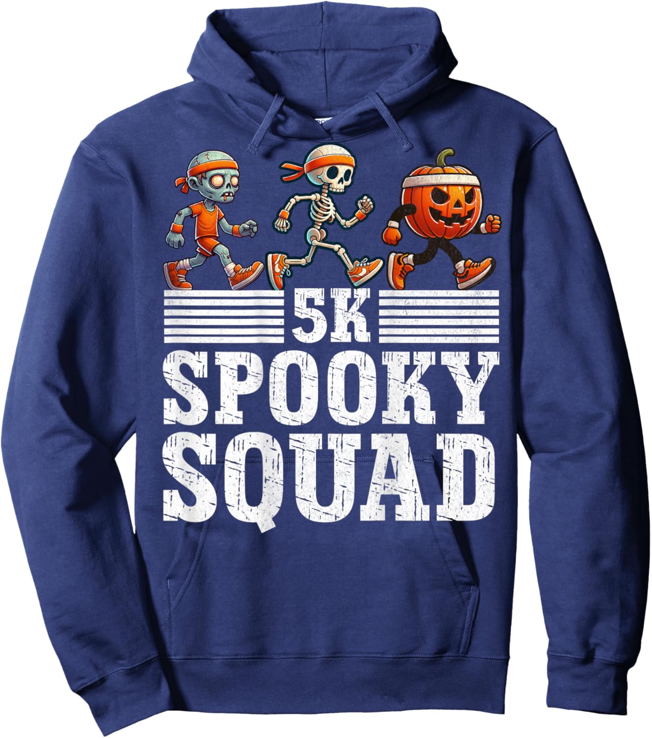 (BACK PRINT) Halloween Fun Run Matching Halloween 5K Runners Hoodie - Hoodie | Navy