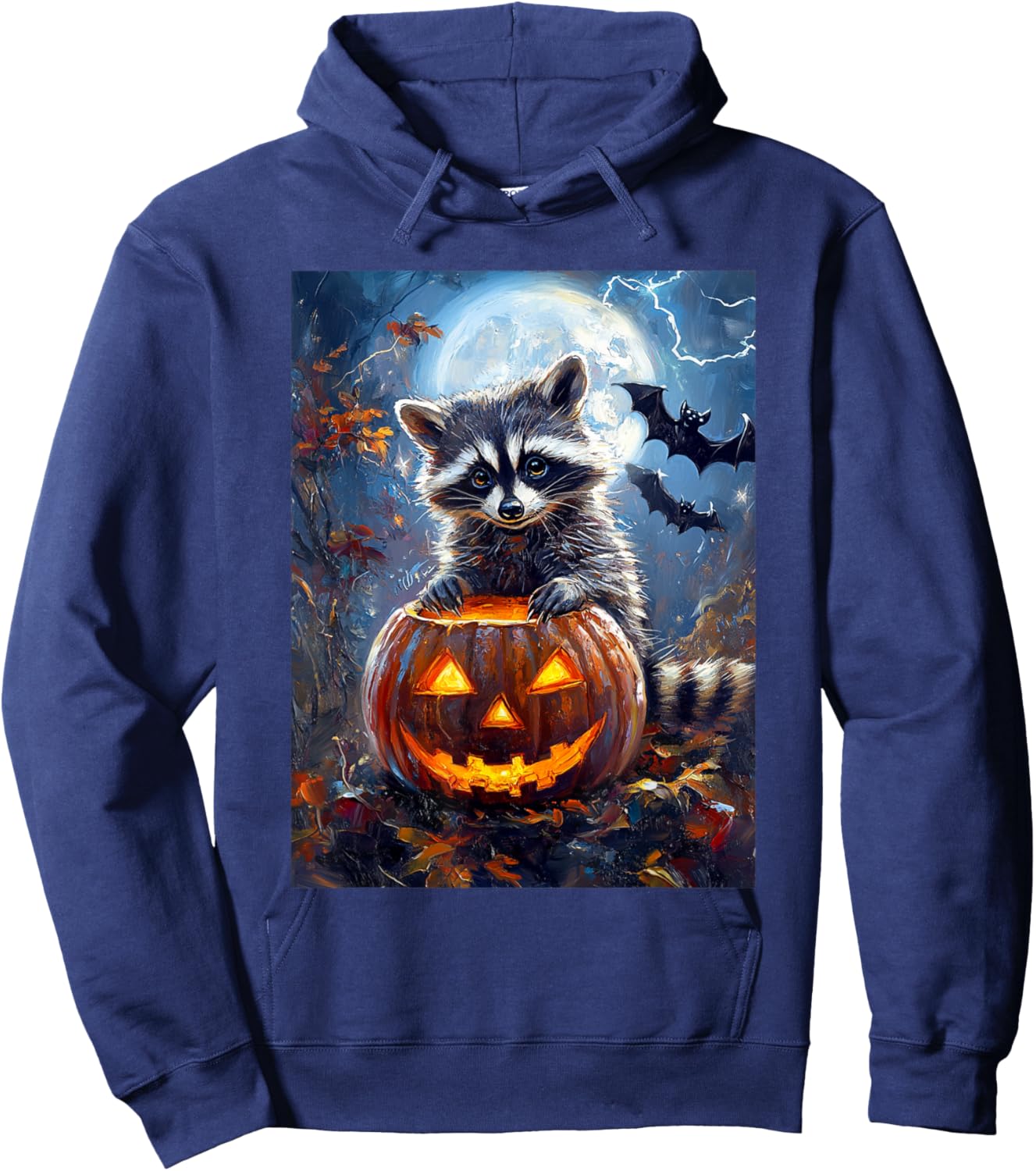 Halloween Girls Boys Spooky Raccoon Pumpkin Kids Halloween Hoodie - Hoodie | Navy