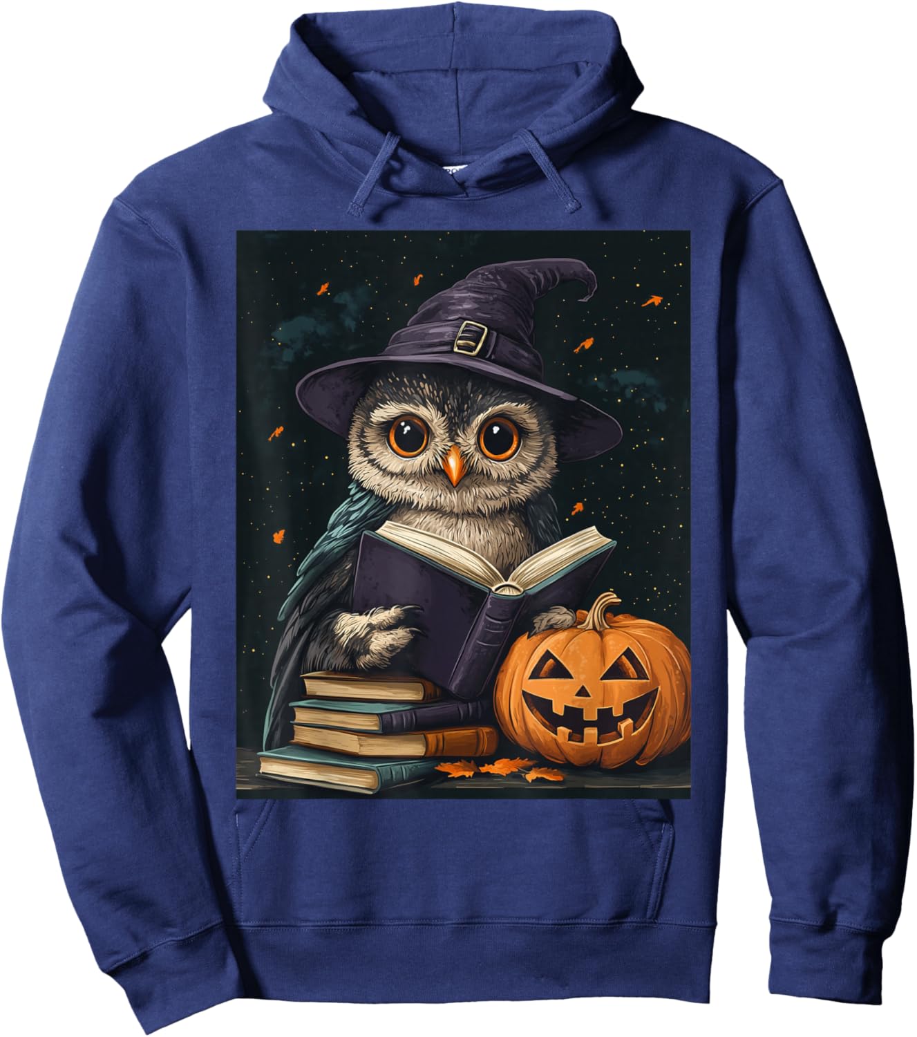 Halloween Girls Owl Book Boys Spooky Pumpkin Kids Halloween Hoodie - Hoodie | Navy