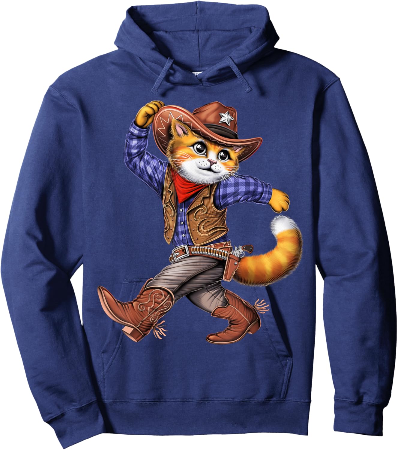 Cat Cowboy Western Country Rodeo Funny Cat Hoodie - Hoodie | Navy