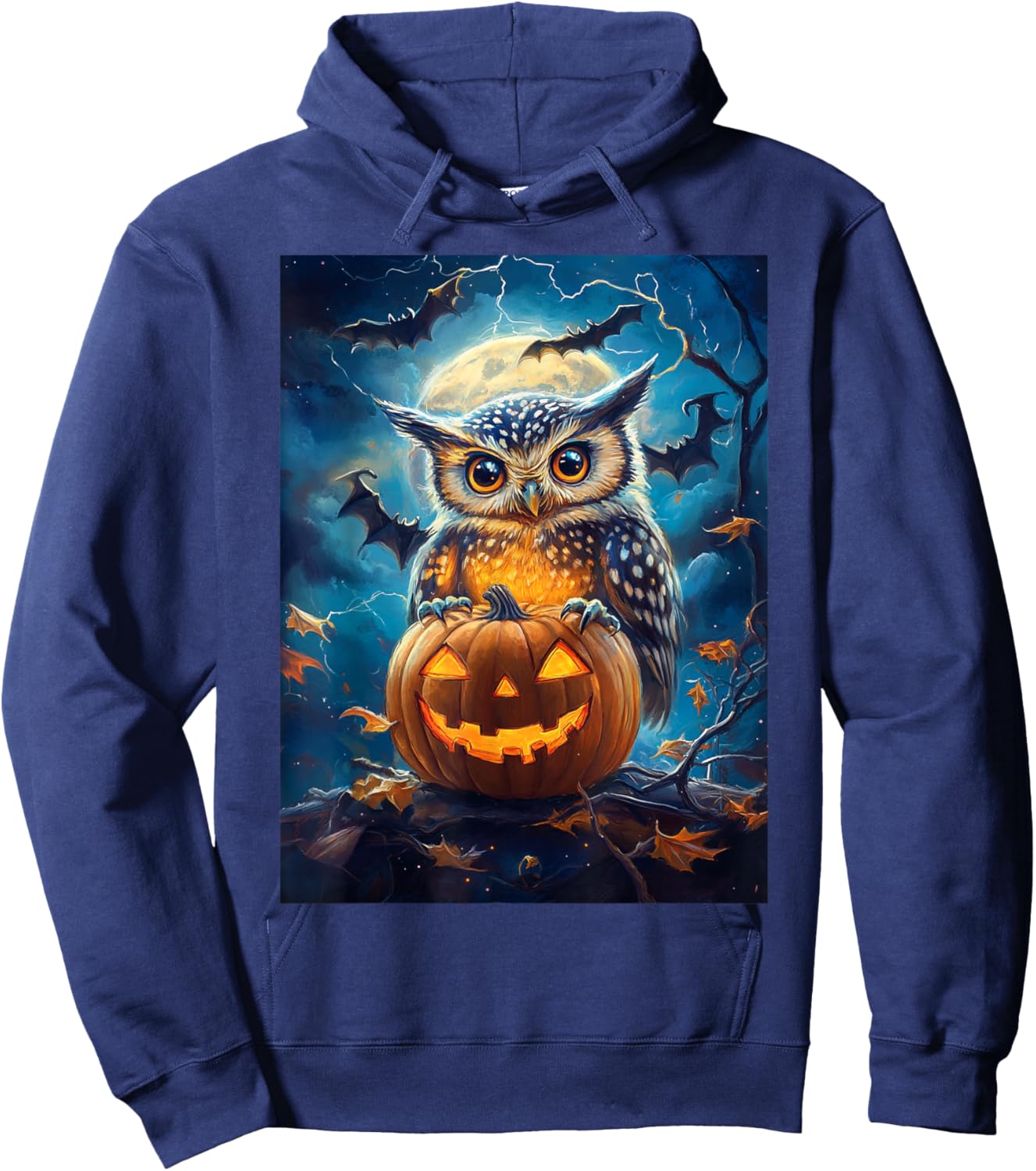 Halloween Girls Owl Boys Spooky Scary Pumpkin Kids Halloween Hoodie - Hoodie | Navy