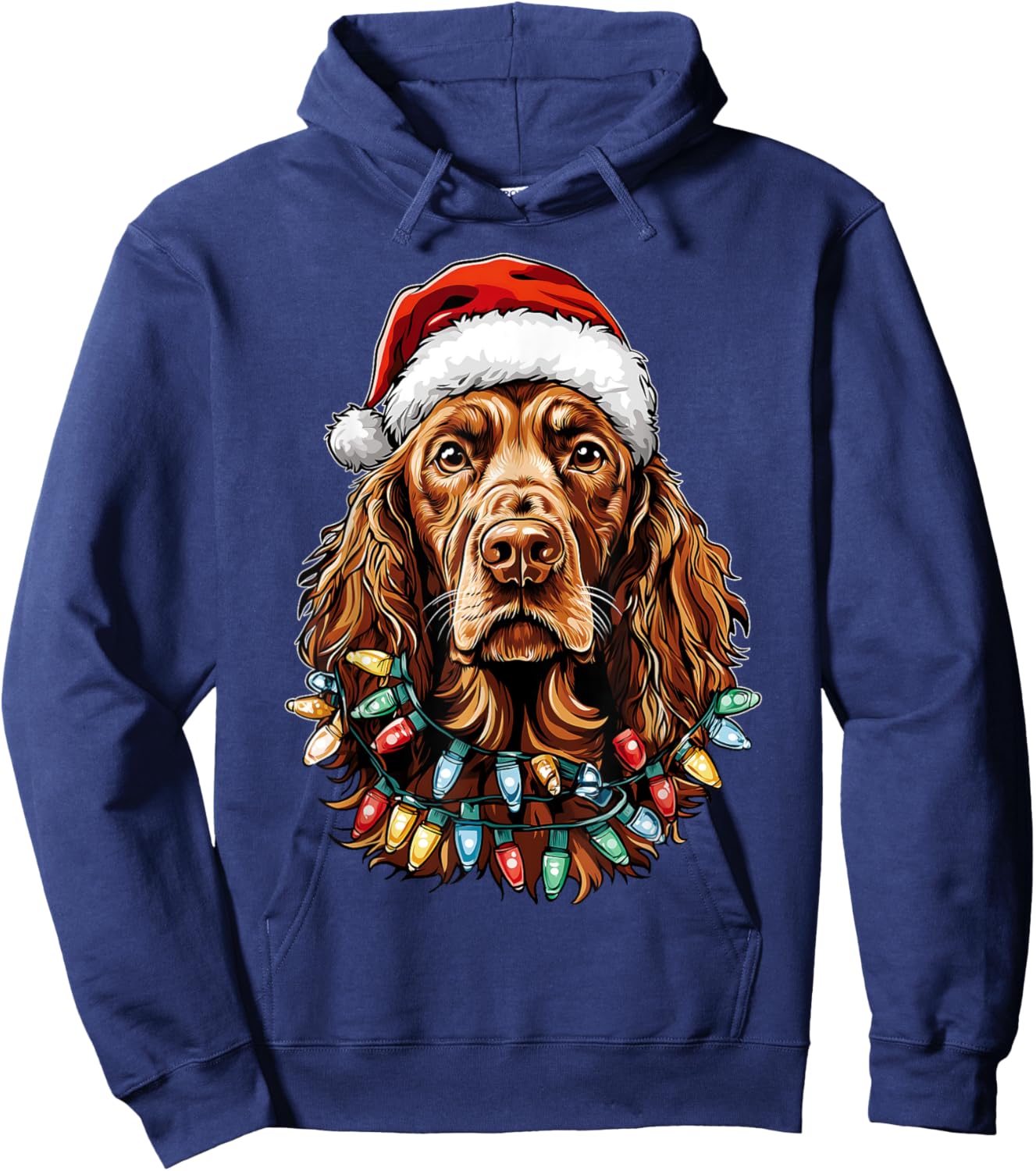 Irish Setter Dog Christmas Hat Xmas Hoodie - Hoodie | Navy