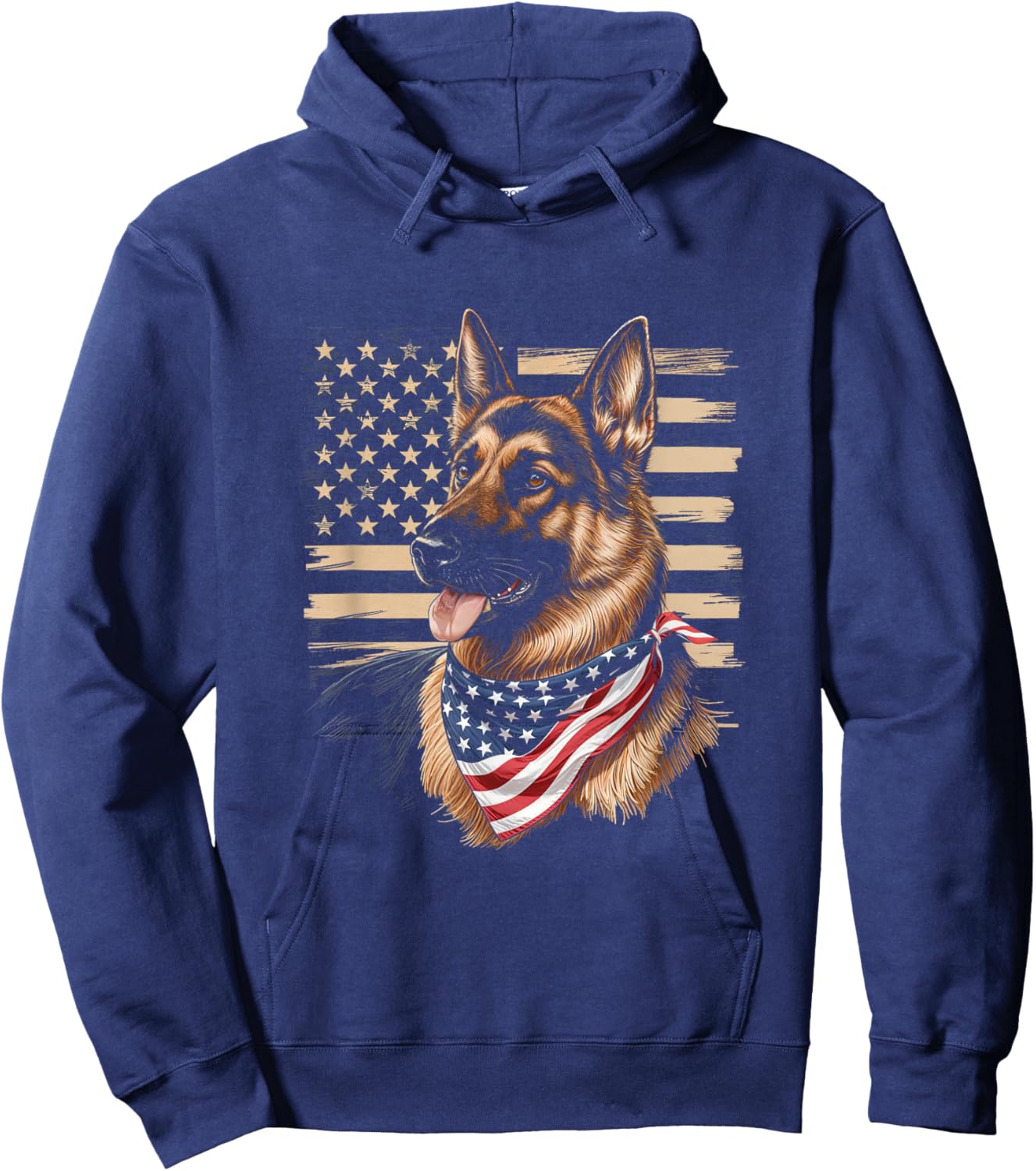 German Shepherd Dog American Flag Patriot Dog Lovers Hoodie - Hoodie | Navy