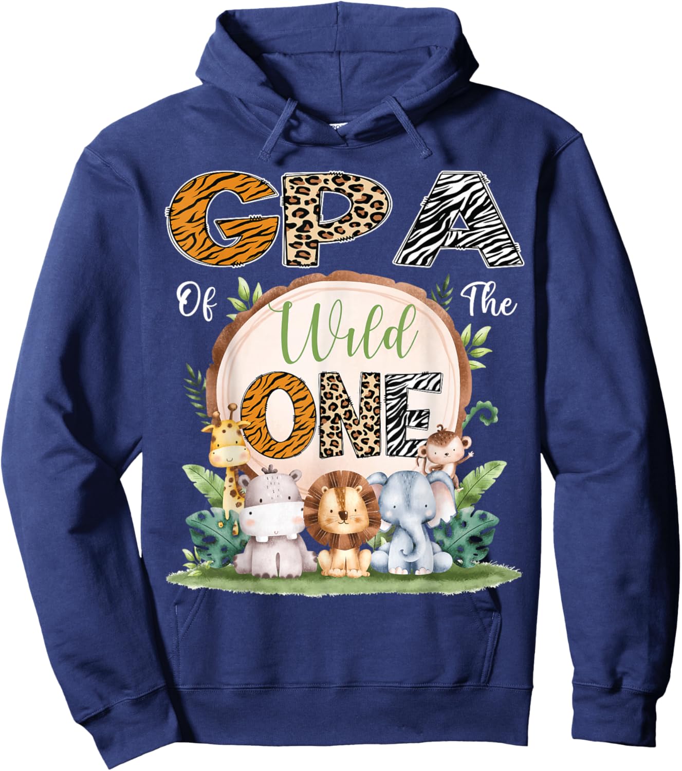 GPA Of The Wild One First Birthday Safari Woodland Hoodie - Hoodie | Navy