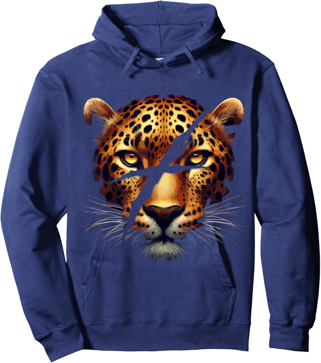 Leopard Cheetah Tiger Leopard Face Lion Cat Hoodie - Hoodie | Navy