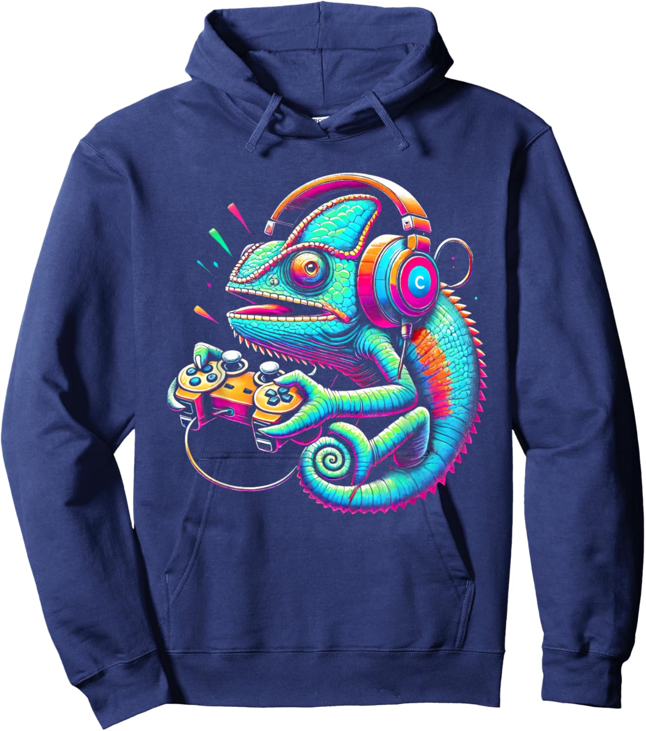 Chameleon Video Game Controller Funny Hoodie - Hoodie | Navy