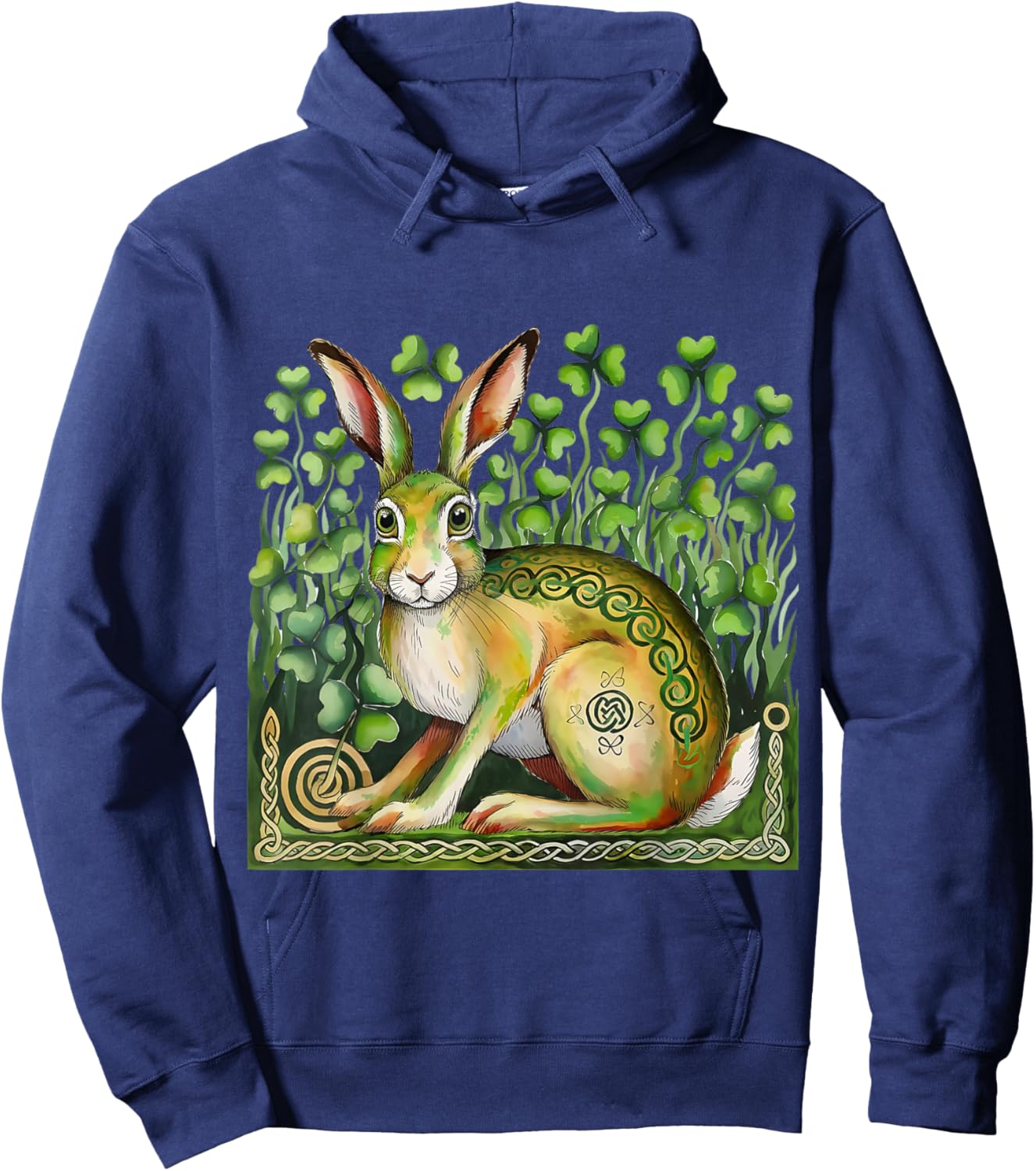 St Patrick's Day Irish Hare traditional Rabbit Celtic Knot Hoodie - Hoodie | Navy