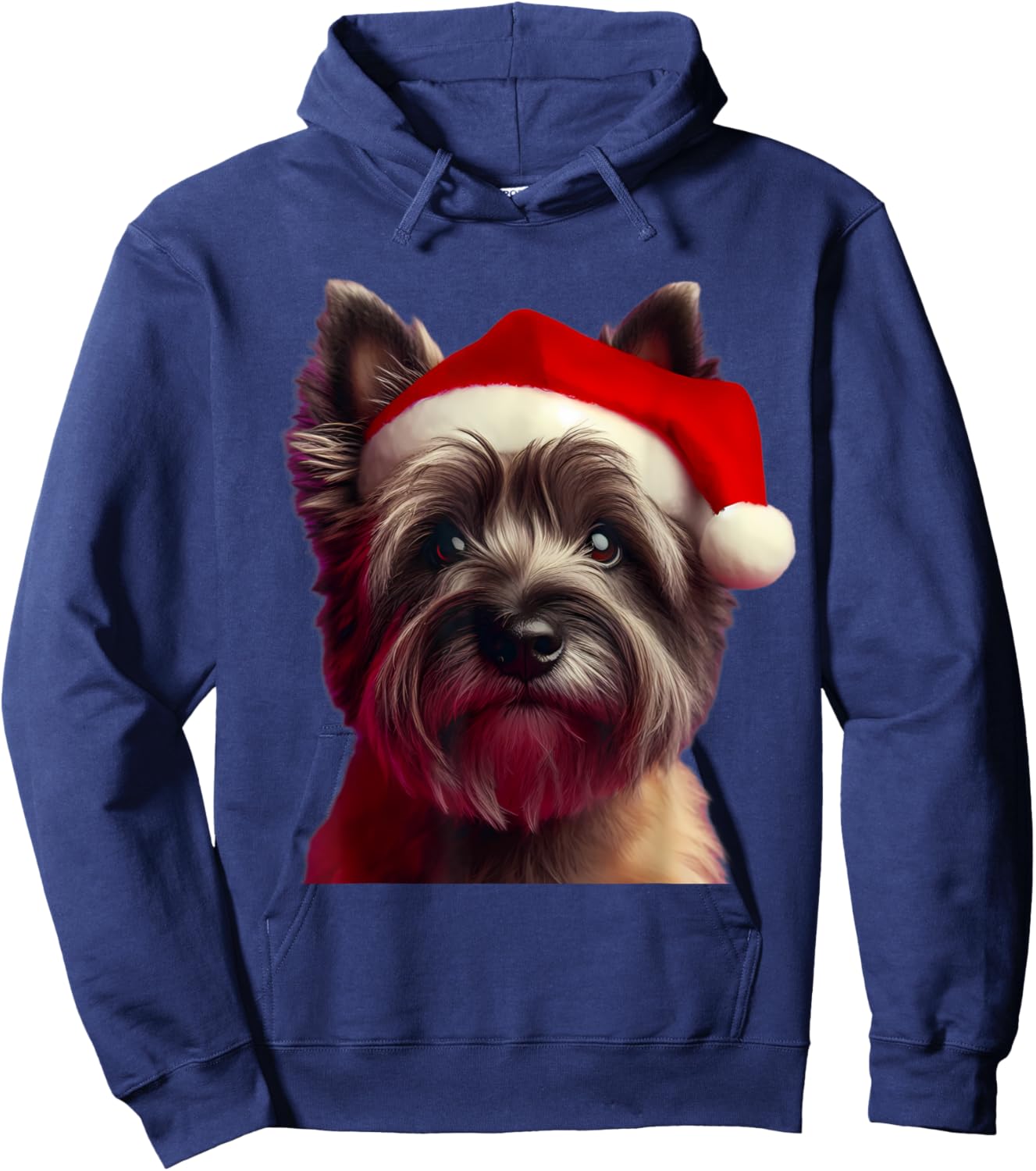Cairn Terrier With Santa Hat Christmas Dog Owner Lover Mom Women Kids Hoodie - Hoodie | Navy