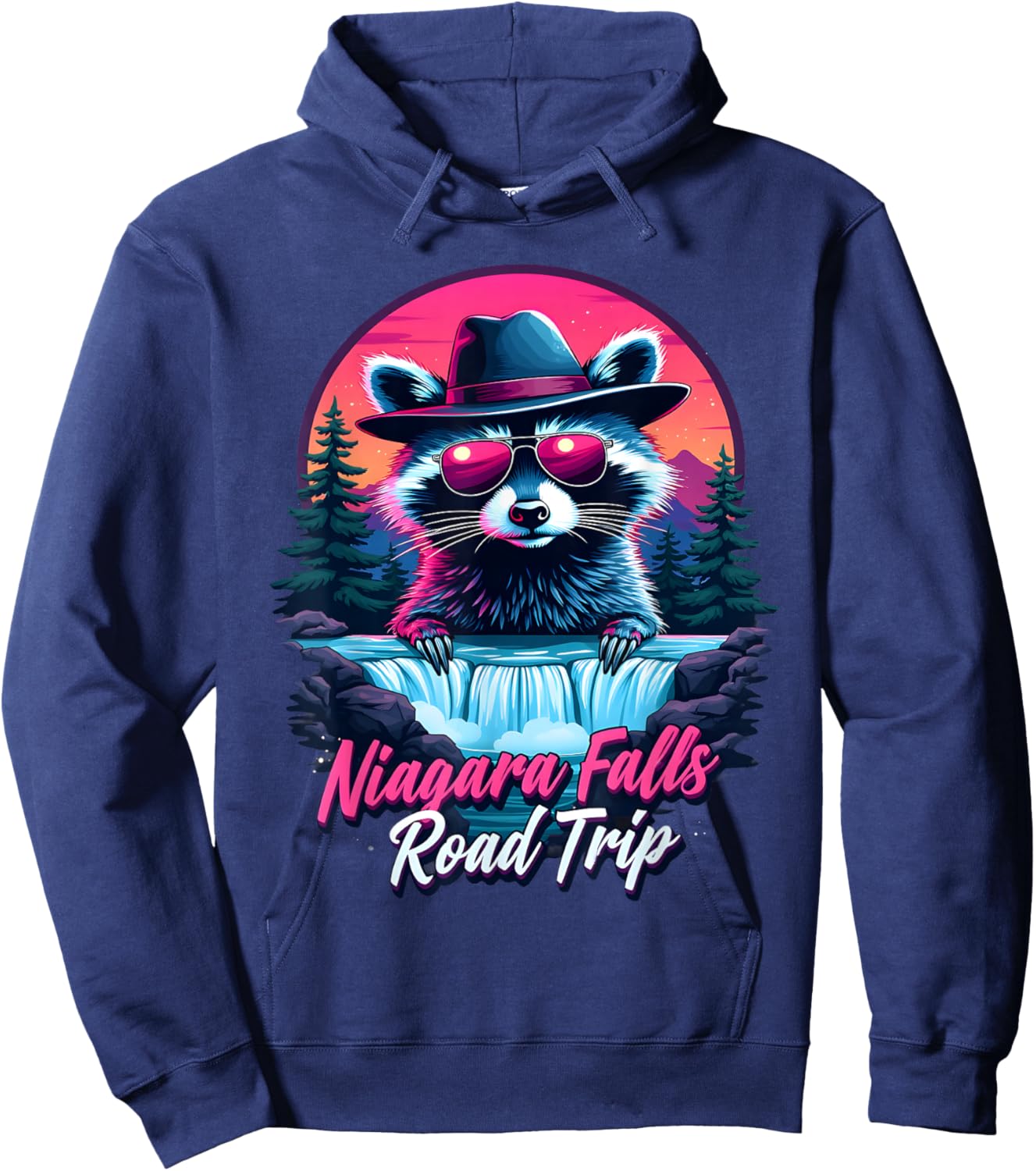 Road Trip Squad Niagara Falls Souvenirs Family Raccoon Hoodie - Hoodie | Navy