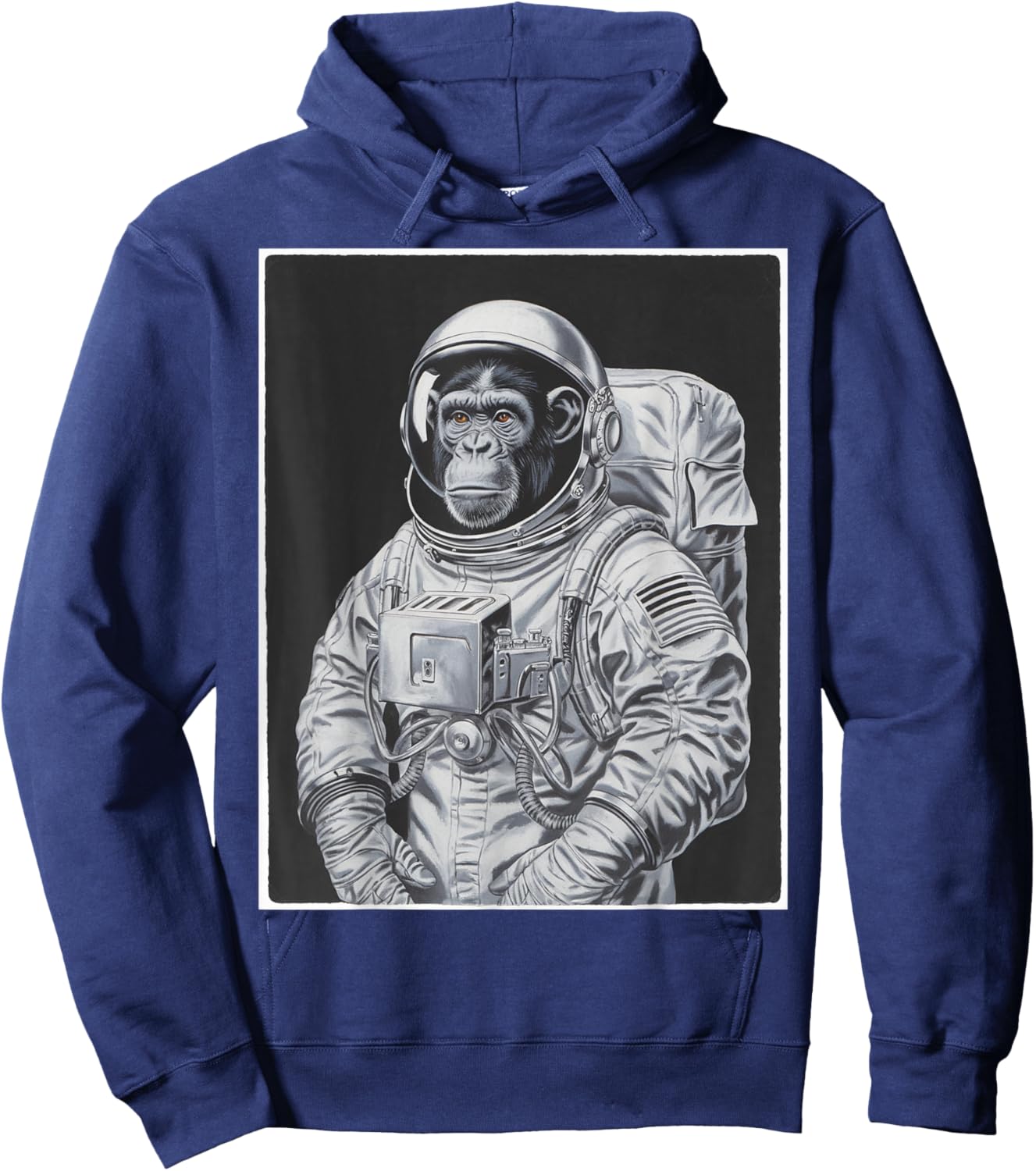 Vintage Space Astronaut Monkey Graphic 80s Spaceman Galaxy Hoodie - Hoodie | Navy