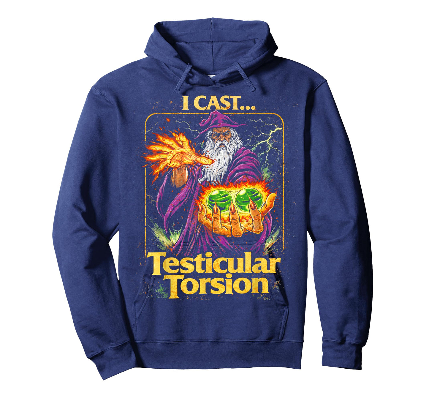 I Cast Testicular Torsion Funny Wizard Meme T-Shirt - Hoodie | Navy