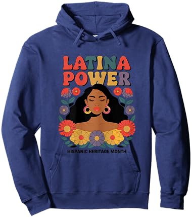 Latina Power Women Hispanic Heritage Month Shirt Flowers Hoodie - Hoodie | Navy