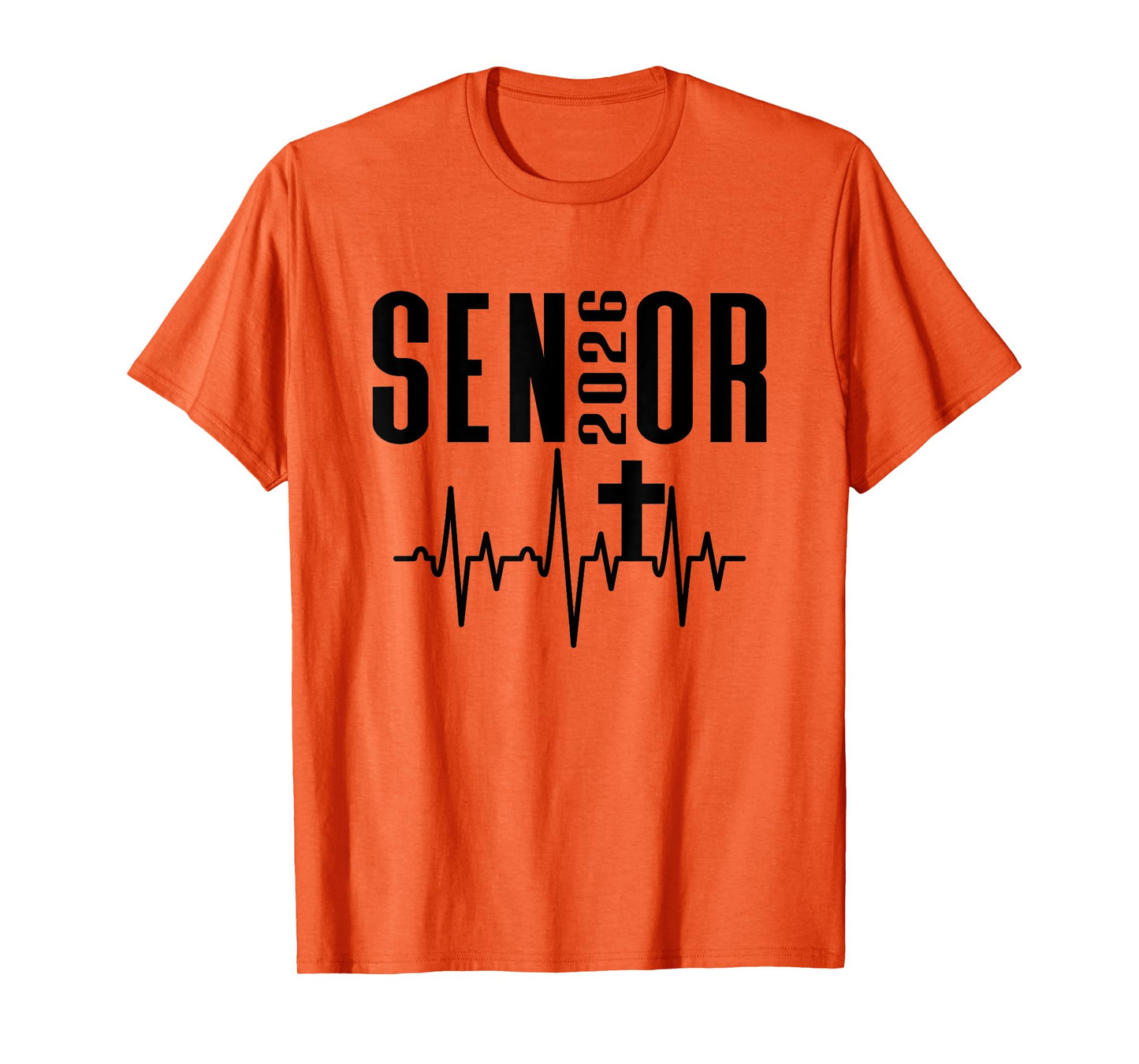 Senior 2026 Cross Heartbeat Christian Design Class of 26 T-Shirt