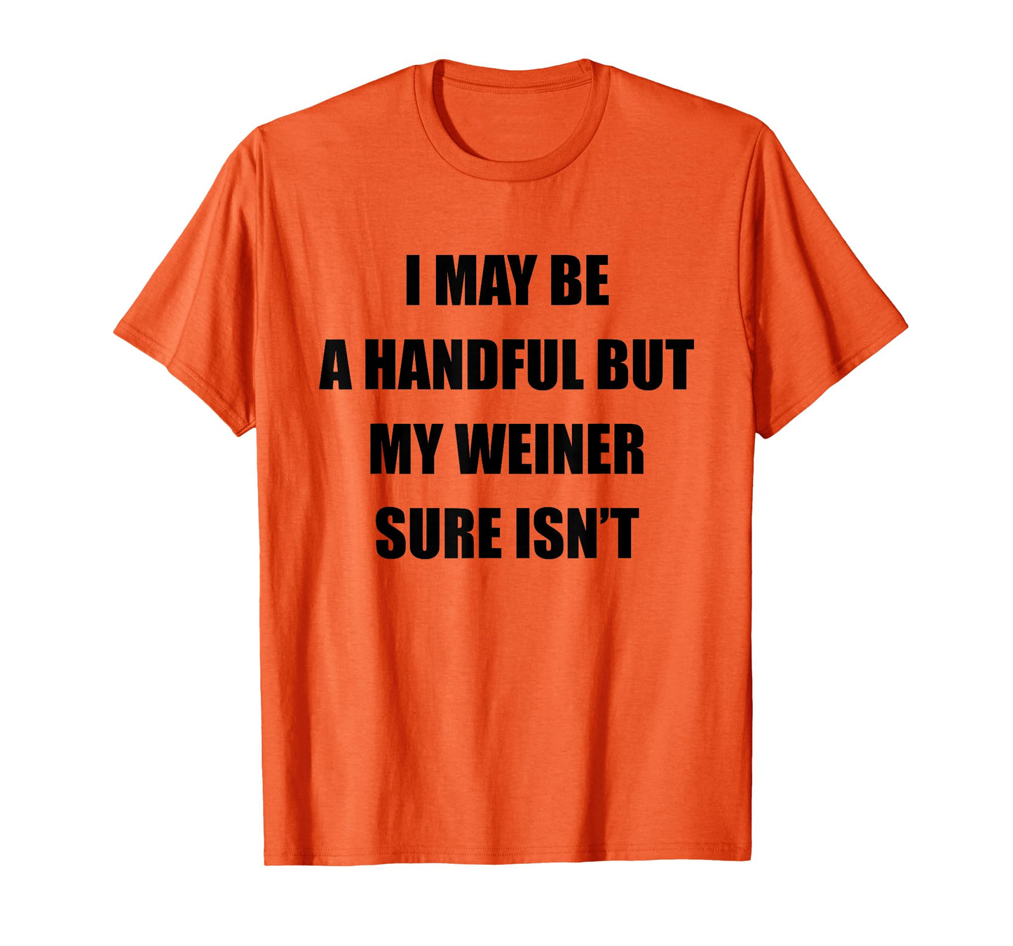 I May Be A Handful But My Wiener Sure Isn’t Funny Quote T-Shirt