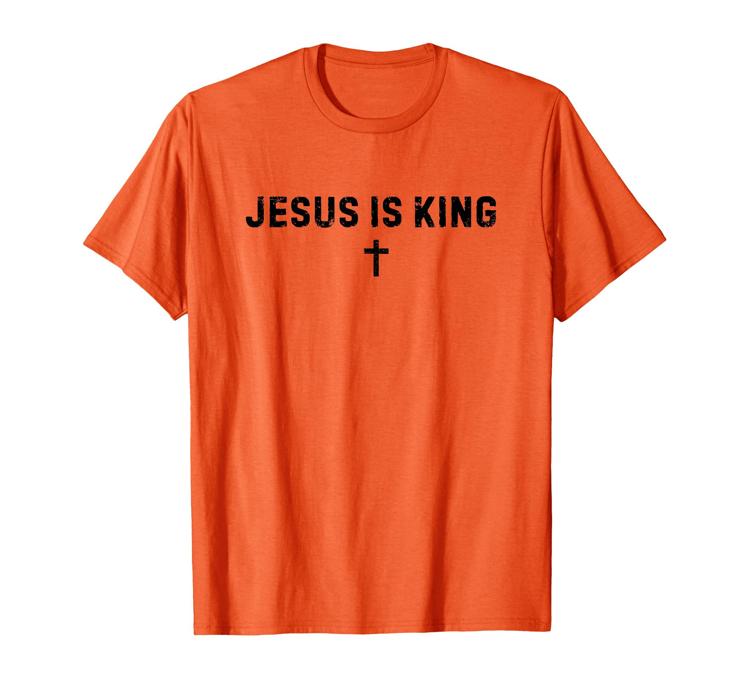 Jesus is King Christian Distressed Cross Crown of Thorns T-Shirt